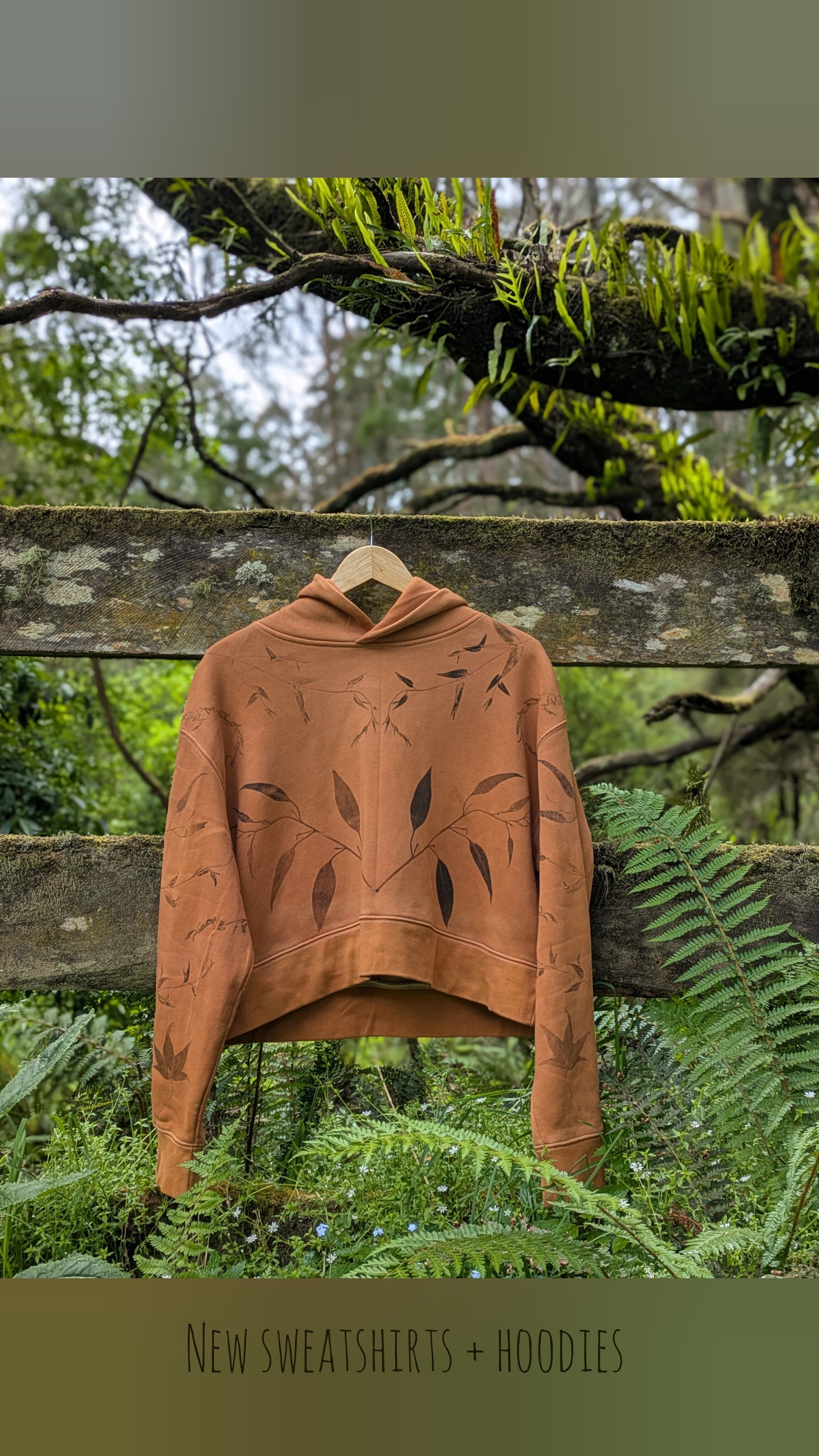 Botanically Printed Cropped Hood ~ Ochre ~ L