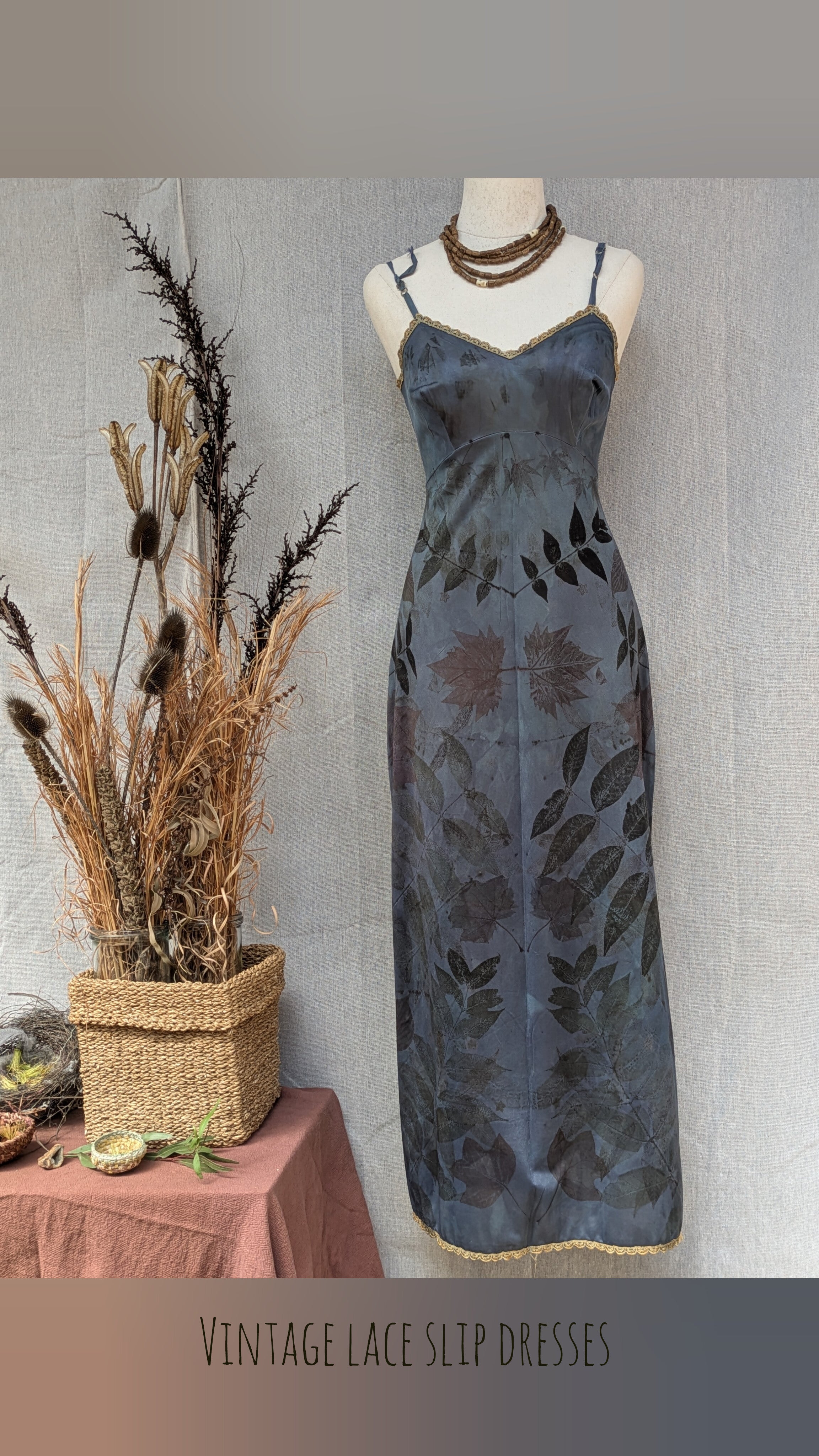 Vintage Lace Petticoat Dress ~ Maxi ~ Storm Blue