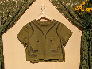 Cropped Tshirt in Lichen Green