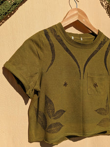 Cropped Tshirt in Lichen Green