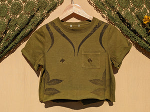 Cropped Tshirt in Lichen Green