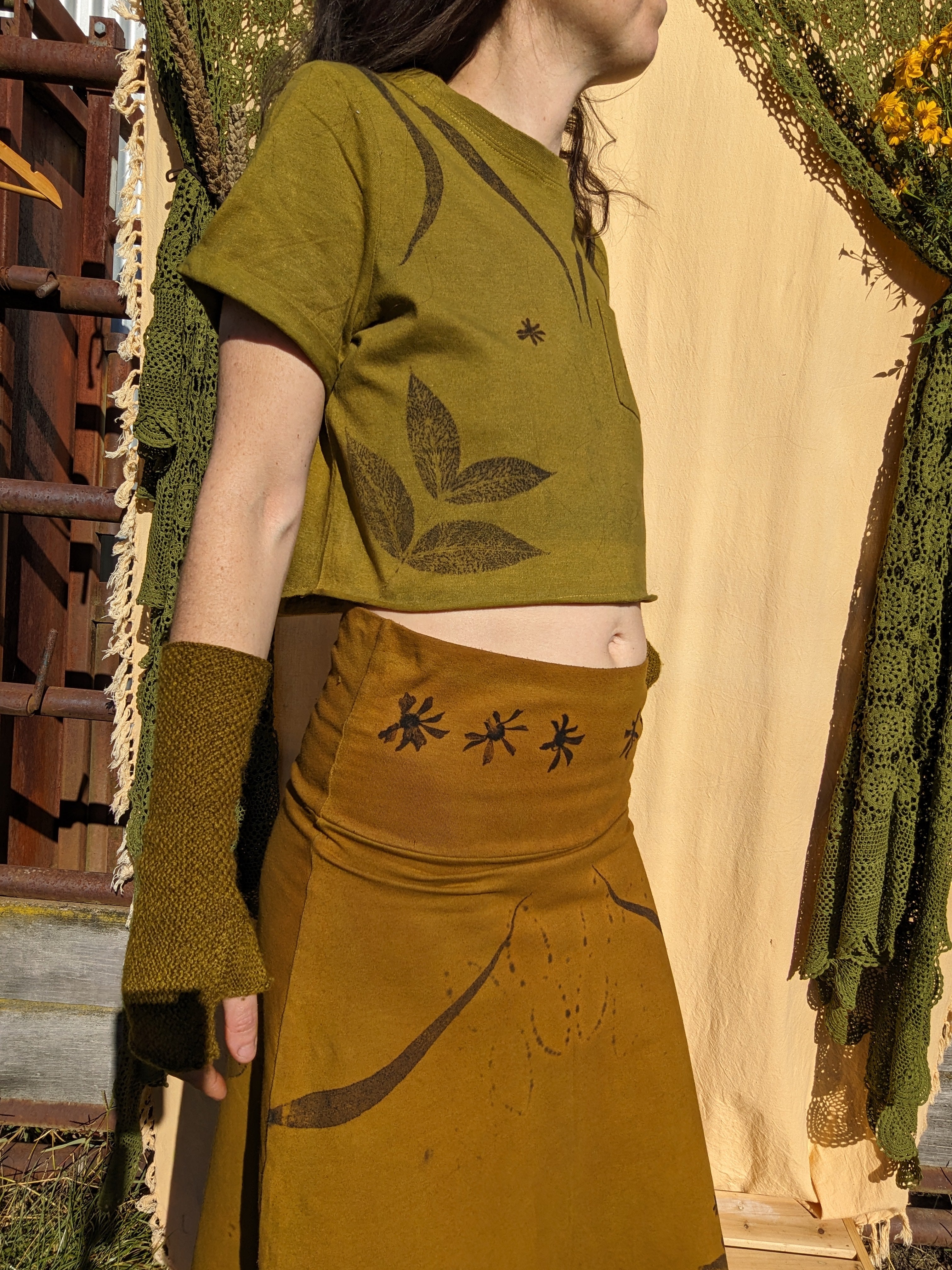 Cropped Tshirt in Lichen Green