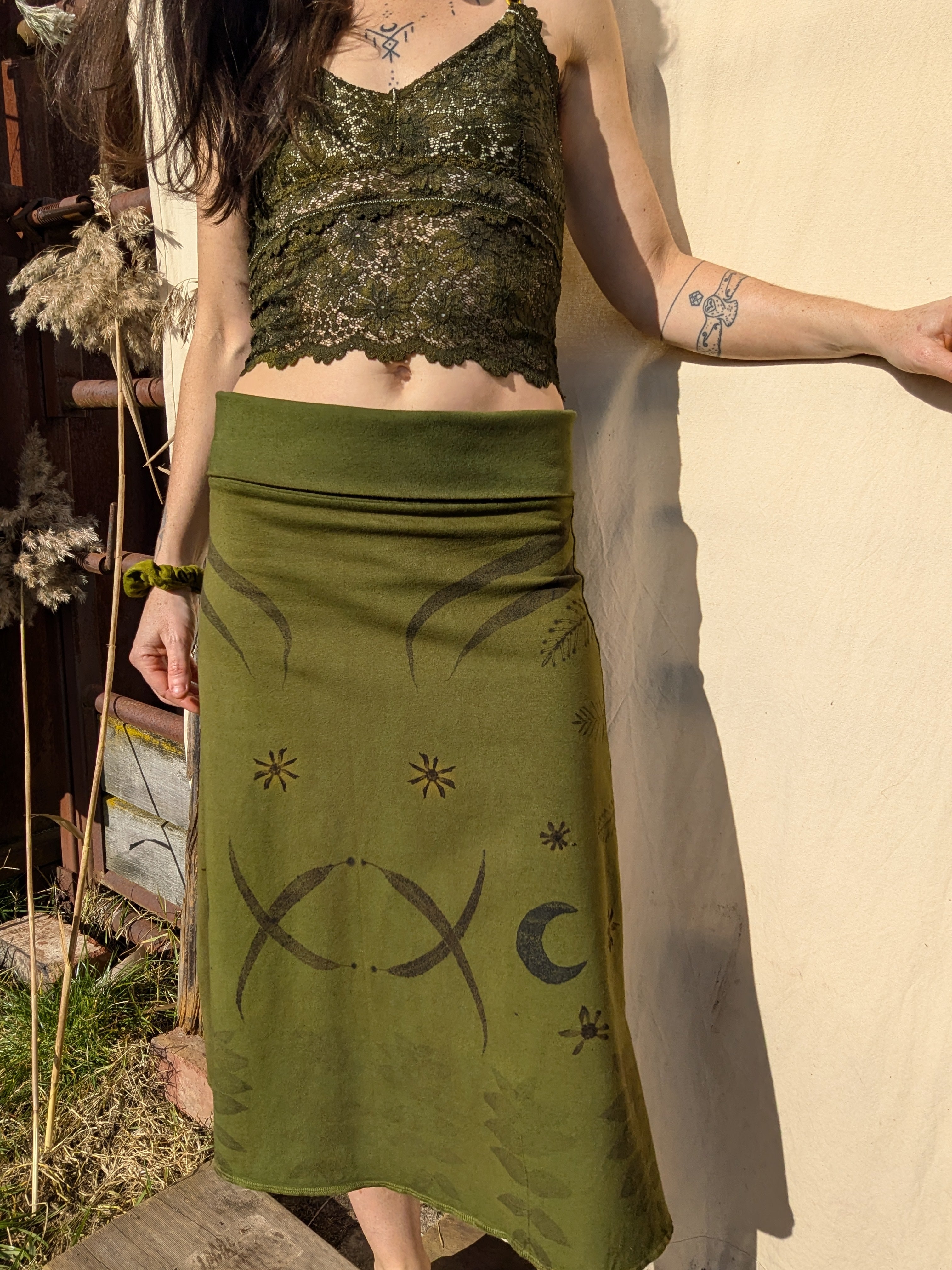 Heavy Hemp  3/4 Skirt Green