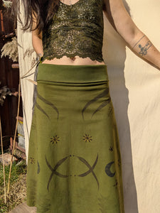 Heavy Hemp  3/4 Skirt Green