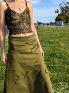 Heavy Hemp  3/4 Skirt Green