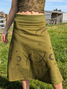 Heavy Hemp  3/4 Skirt Green