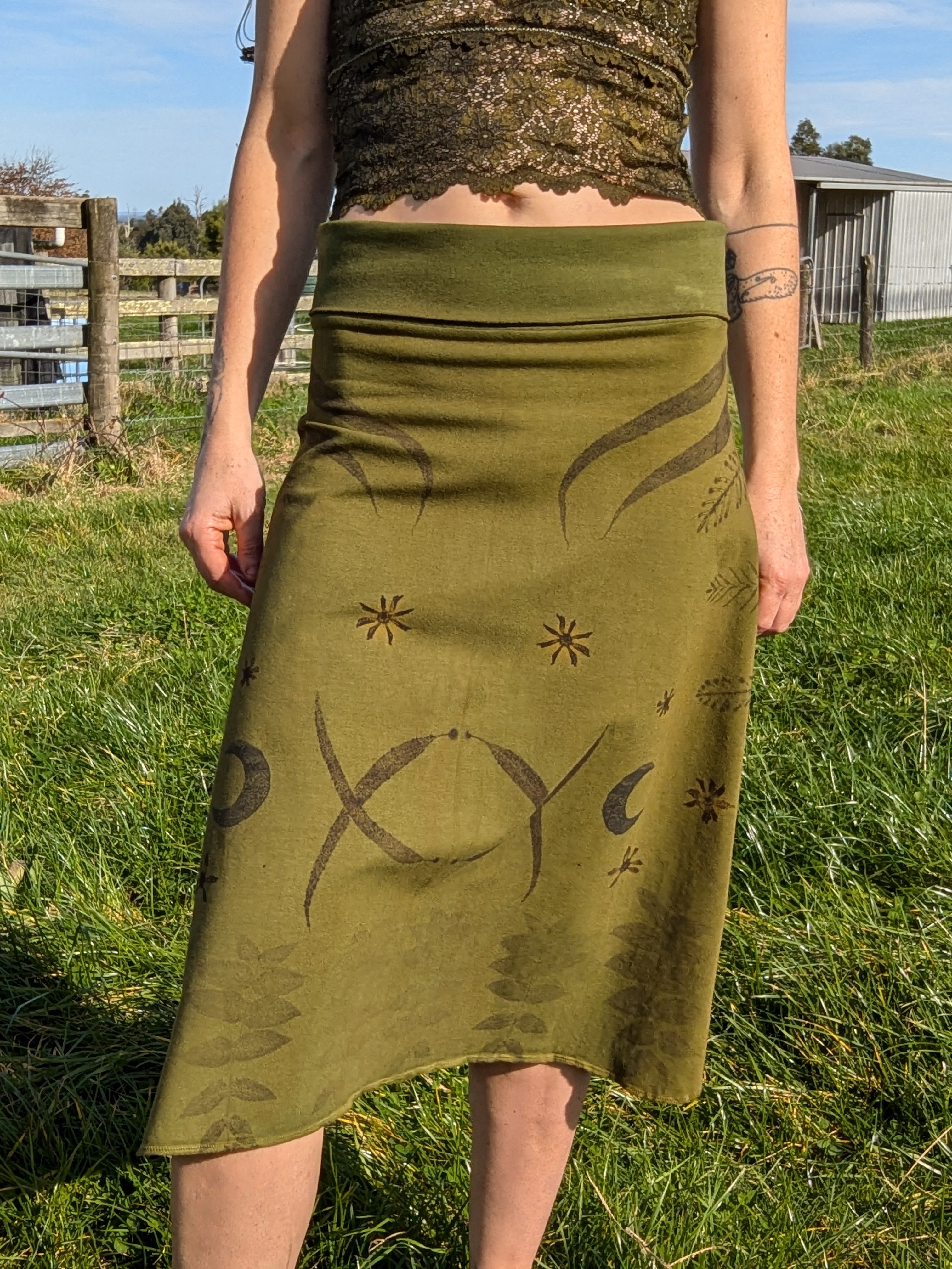 Heavy Hemp  3/4 Skirt Green