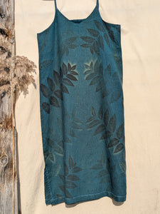 Linen Dress Deep Blue Walnut Leaf