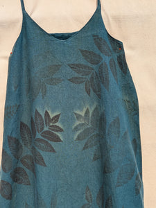 Linen Dress Deep Blue Walnut Leaf