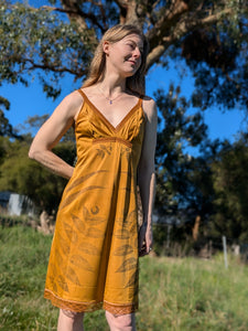 Vintage Slip Dress in Mustard Yellow