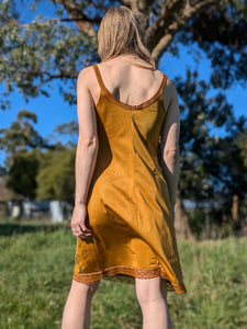 Vintage Slip Dress in Mustard Yellow