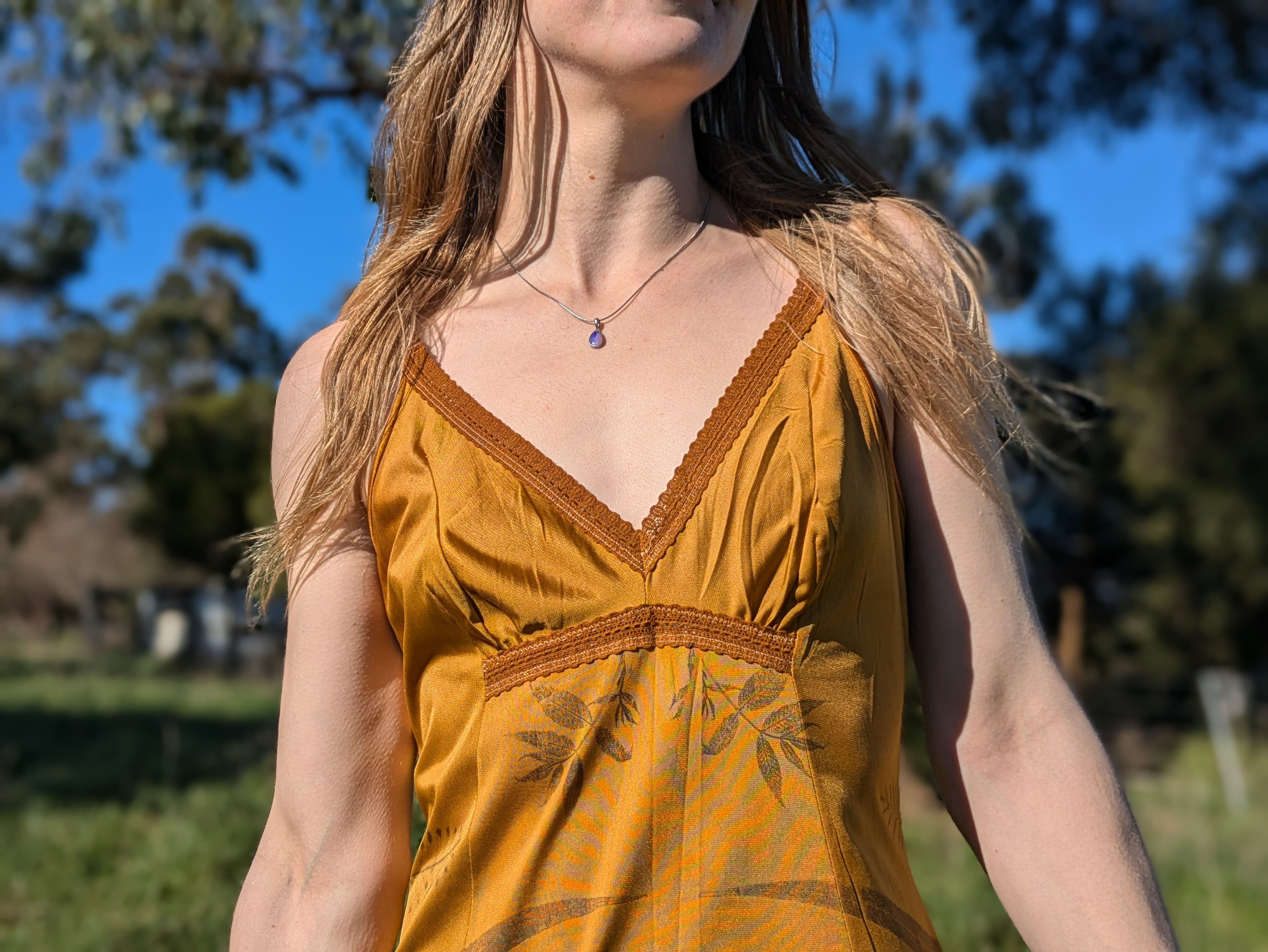 Vintage Slip Dress in Mustard Yellow