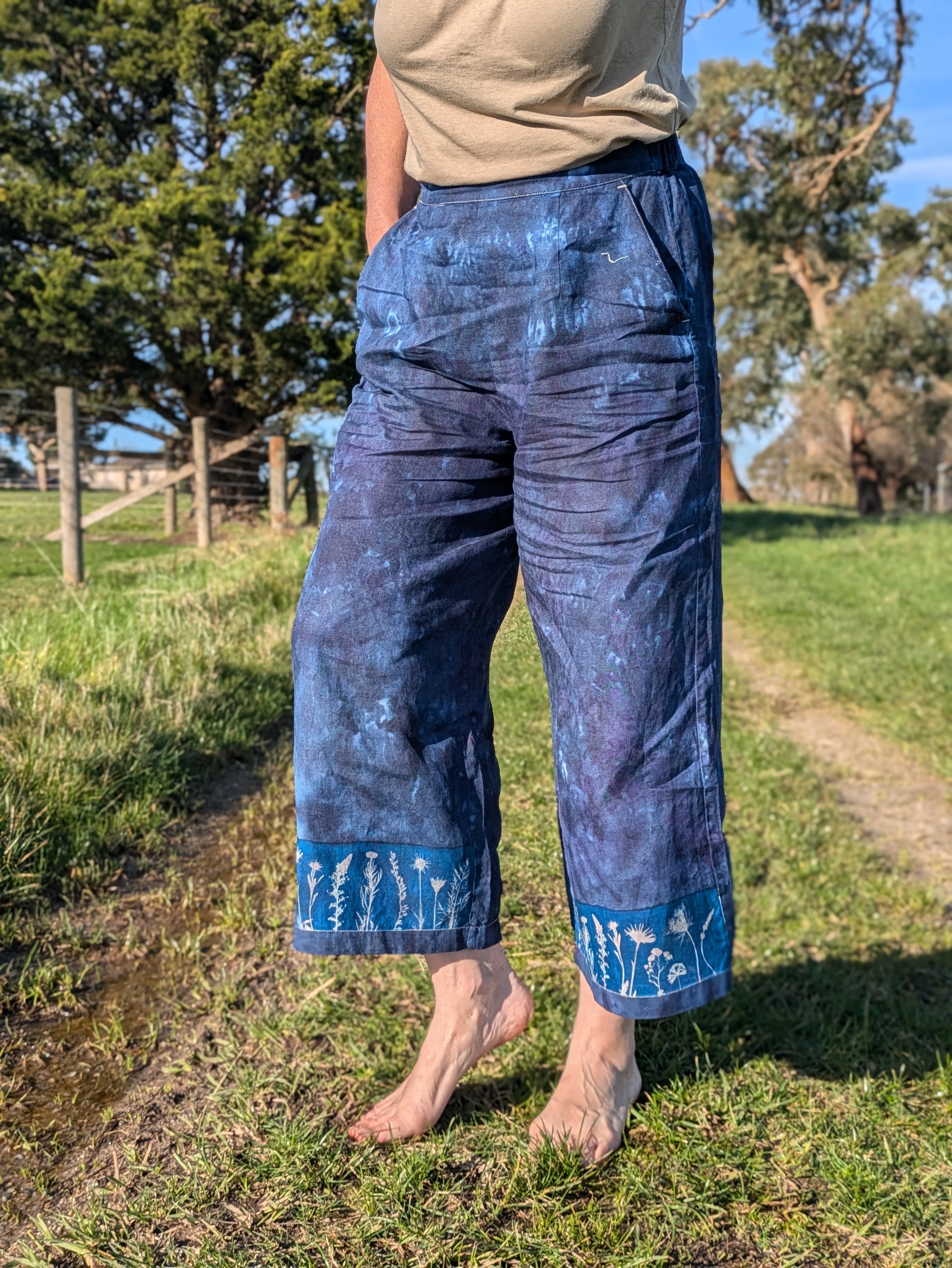 Cyanotype Printed Linen Pant