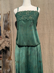 Petticoat Slip Top Vintage Lace in Tarragon Green