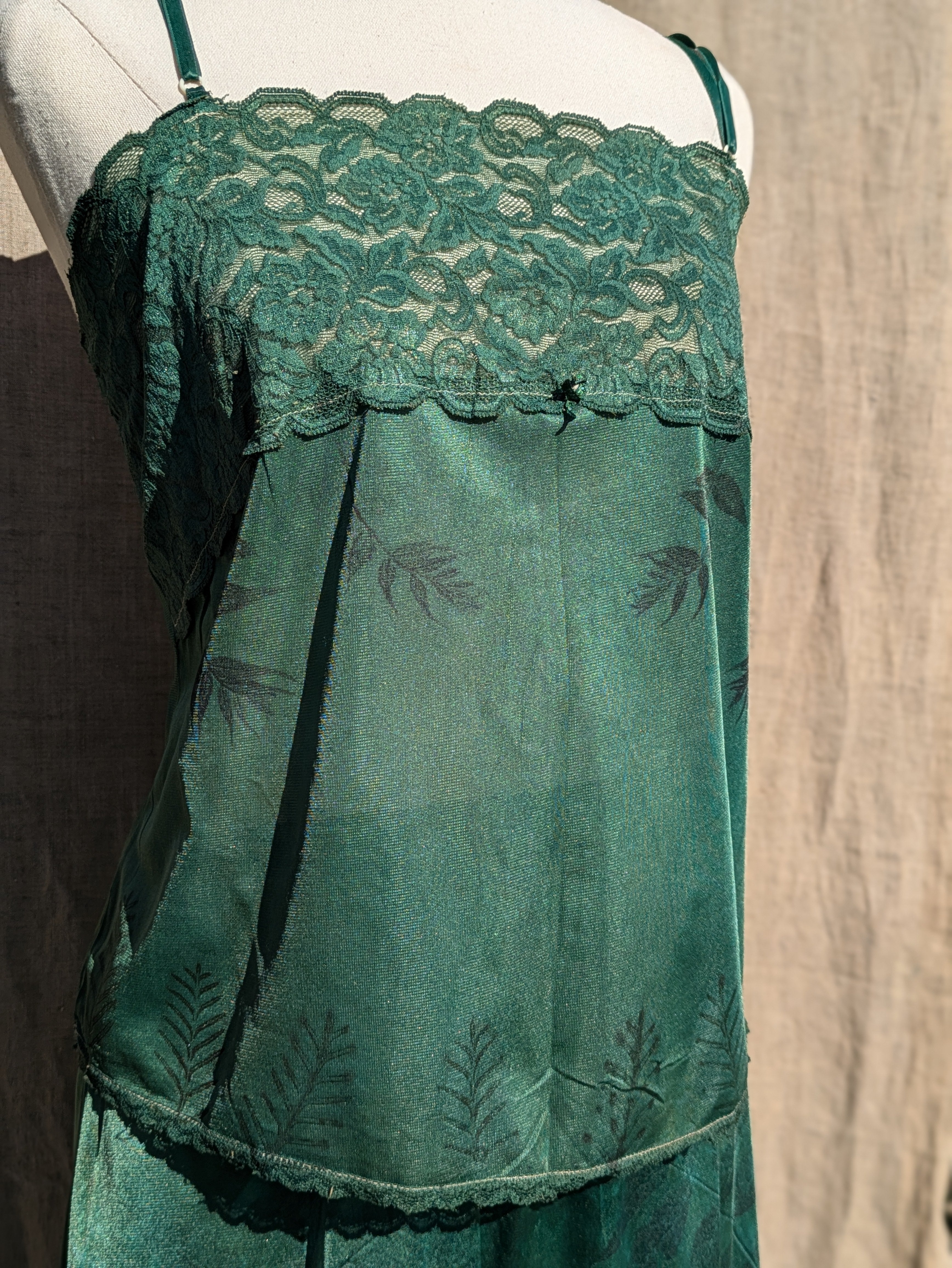 Petticoat Slip Top Vintage Lace in Tarragon Green