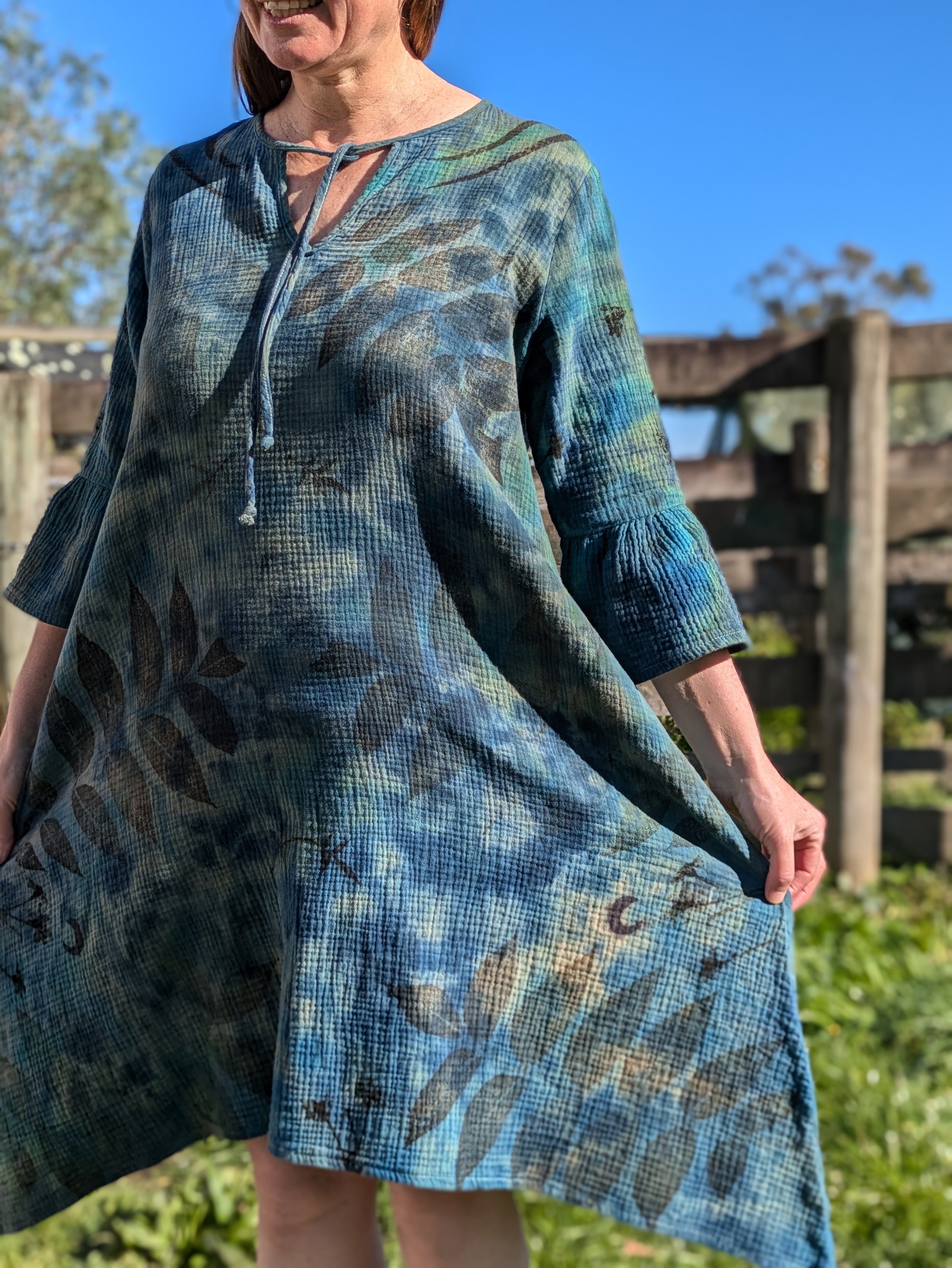 XL Cotton Ice Dyed Dress Crystal Ocean