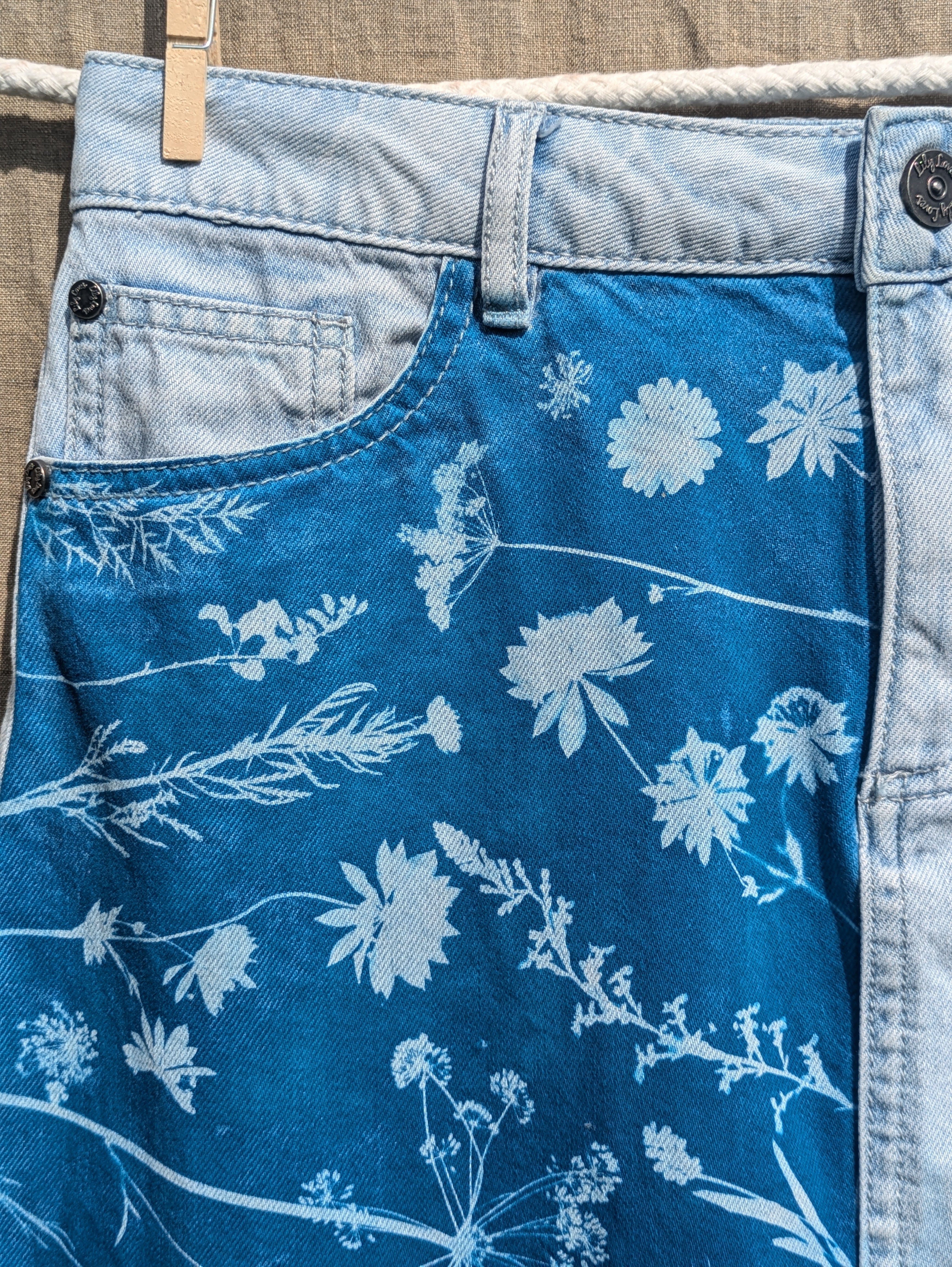 Cyanotype Sun Printed Denim Skirt