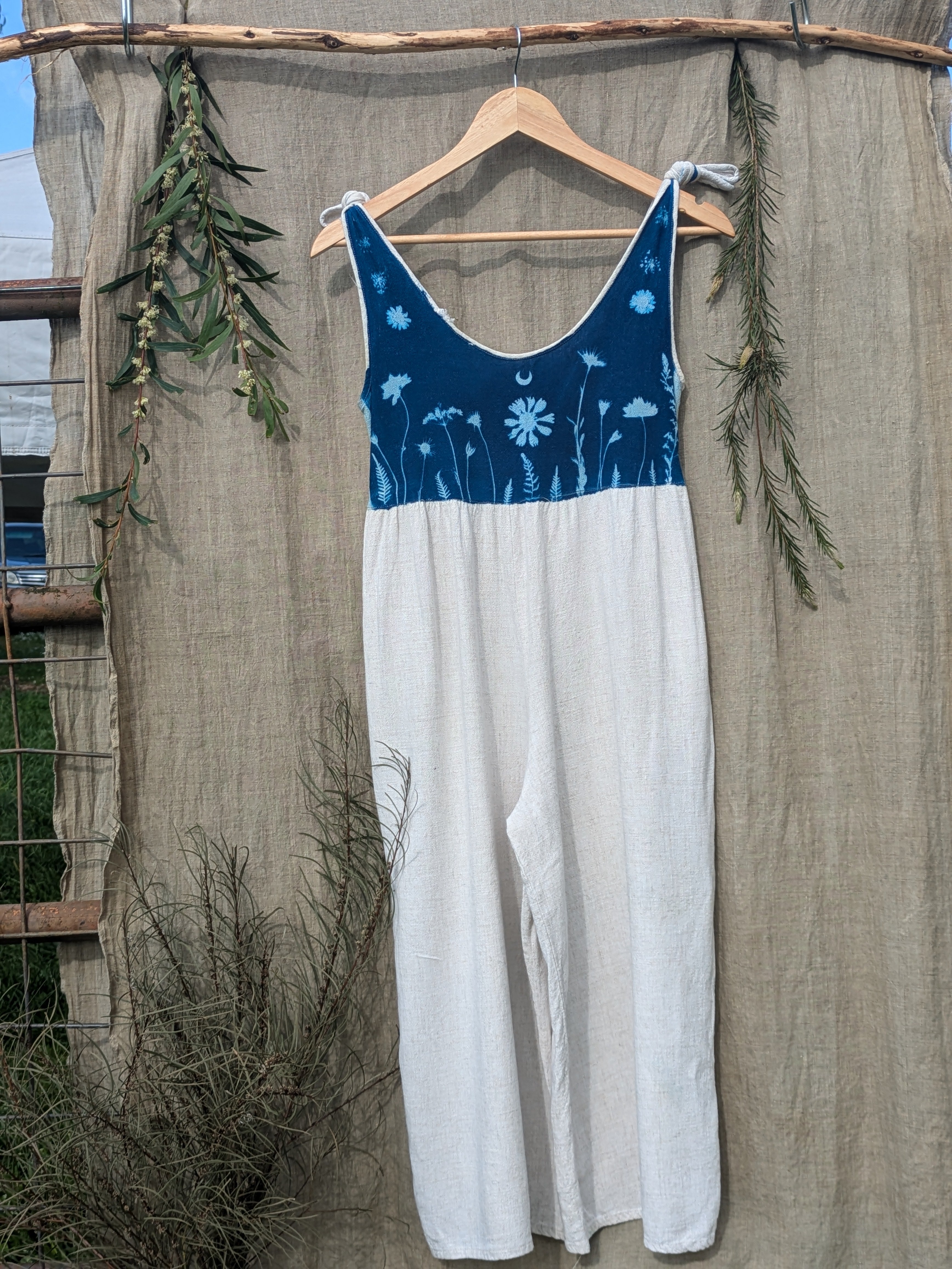 Linen Cyanotype Playsuit Moon & Marigold Magic