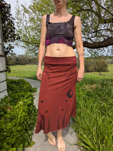 Bamboo 3/4 Skirt Chocolate Marigold (wide waistband)