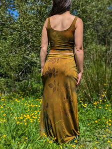 Botanical Bamboo Long Skirt Golden Ochre Moss