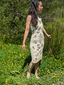 Natural Long Leaf Printed Dress