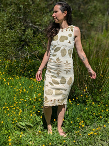 Natural Long Leaf Printed Dress