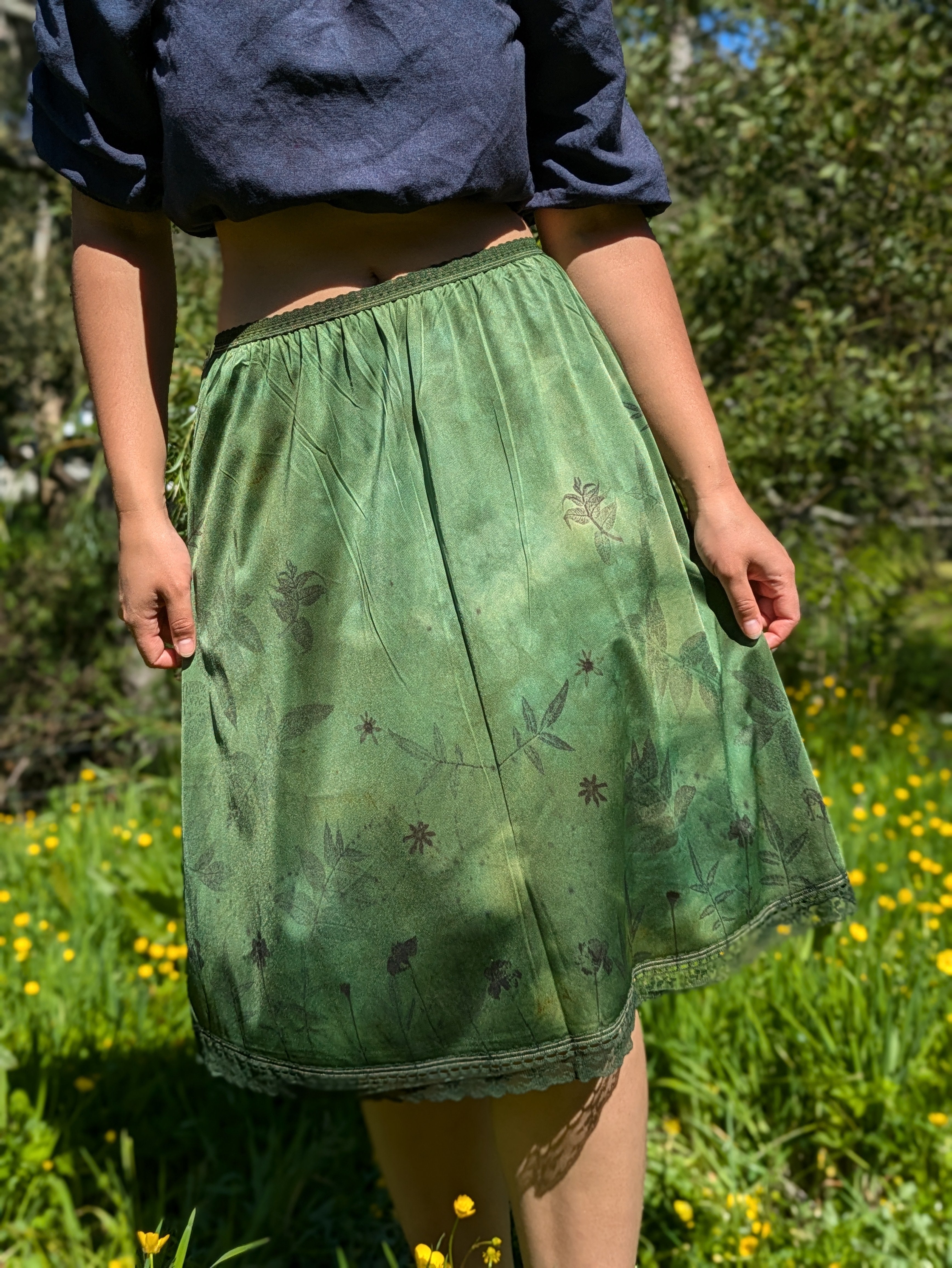 Vintage Lace Petticoat Skirt Green #1