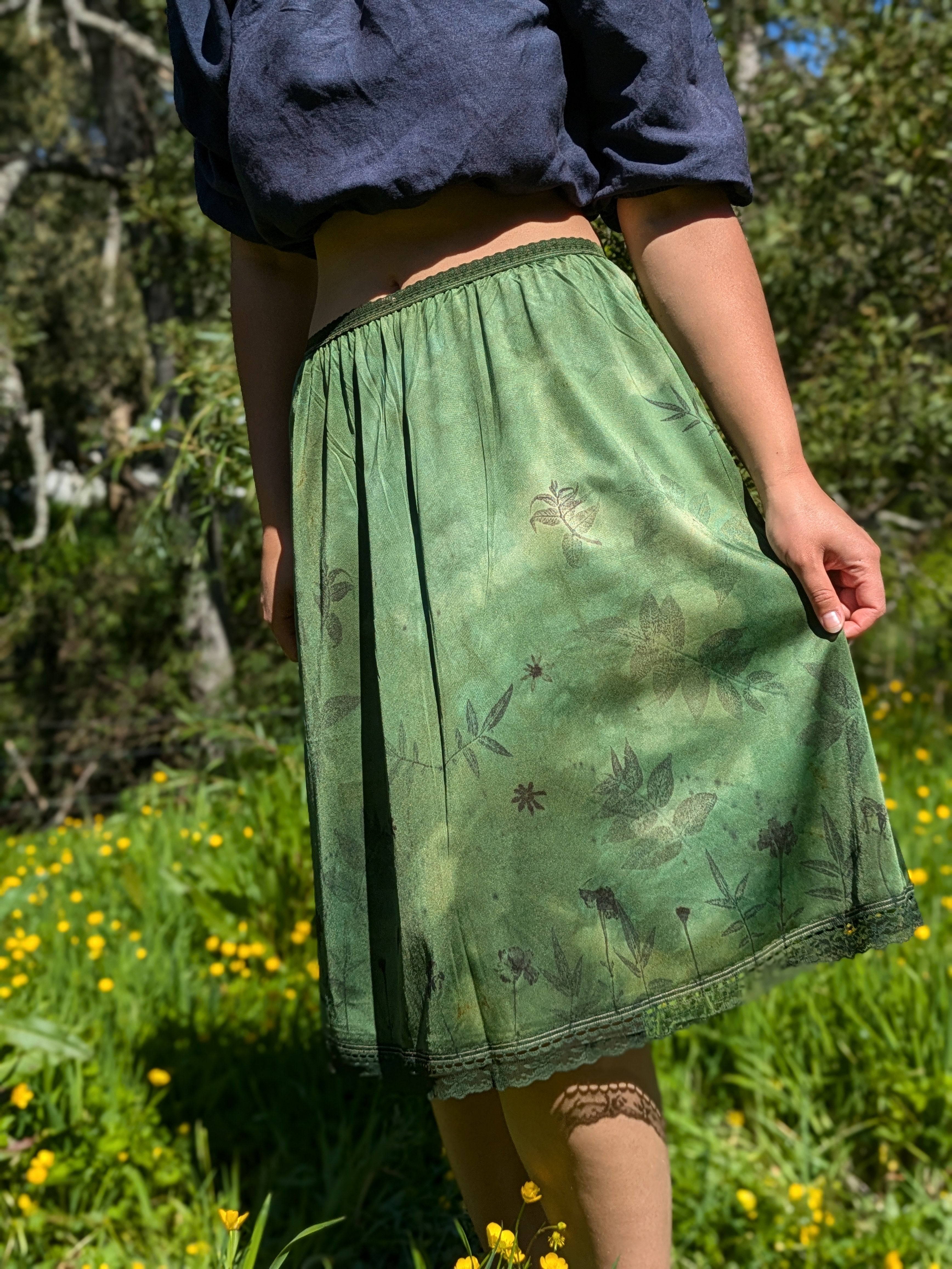 Vintage Lace Petticoat Skirt Green #1