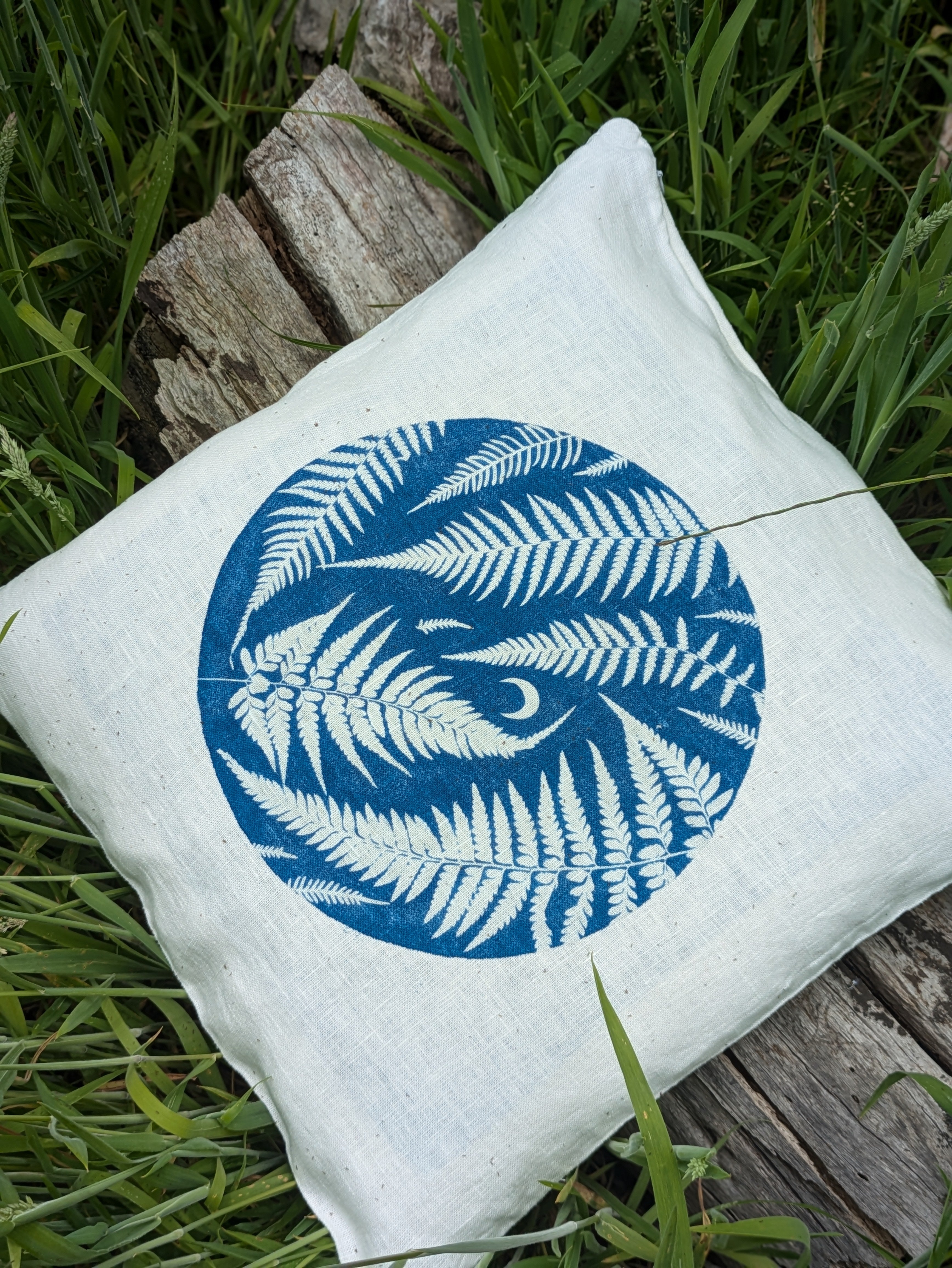 Cyanotype Sun  Printed Linen Cushion Cover 2