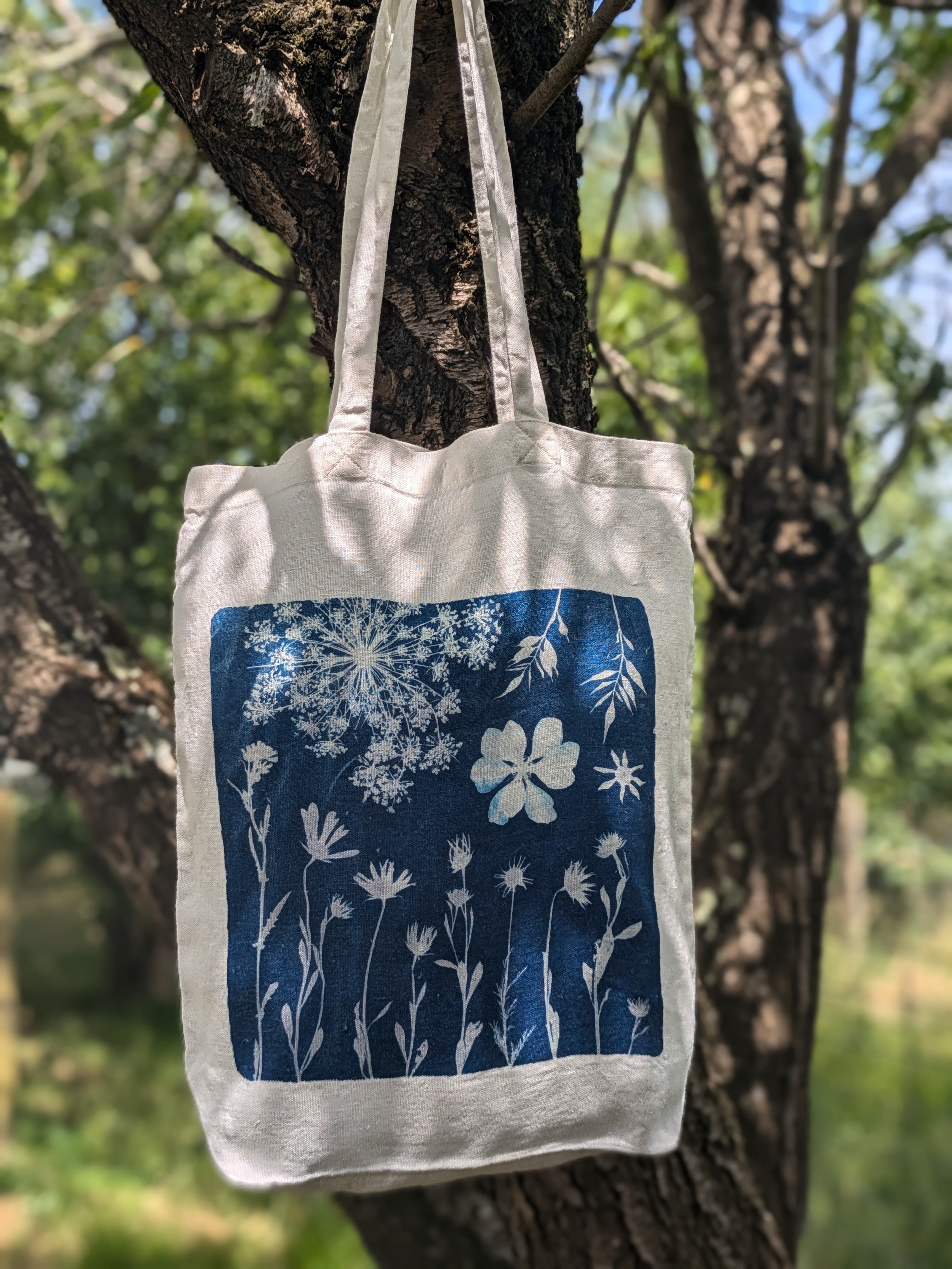 Cyanotype Sun Printed Tote Bag - Linen