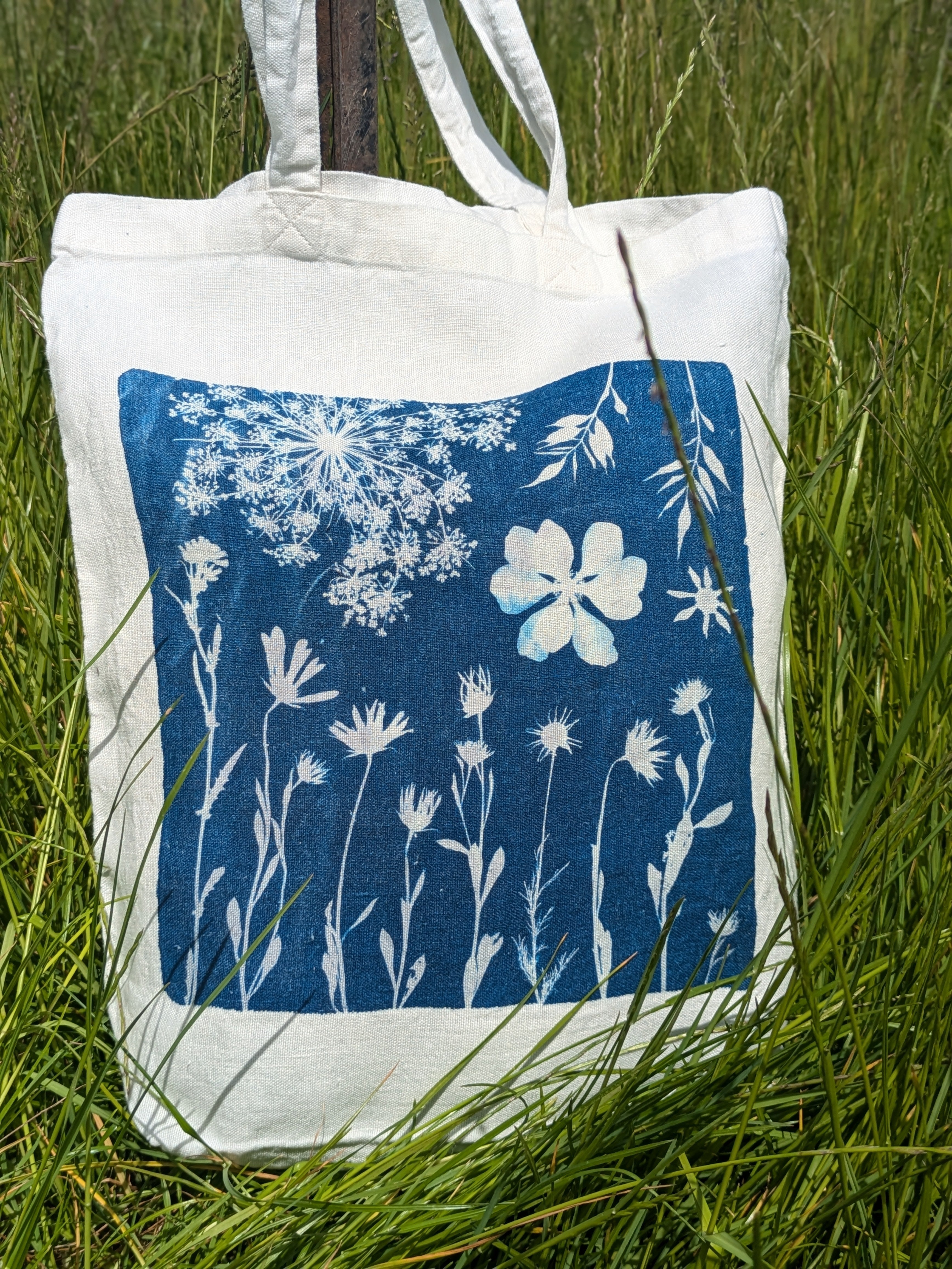 Cyanotype Sun Printed Tote Bag - Linen