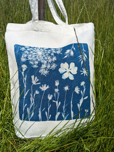 Cyanotype Sun Printed Tote Bag - Linen