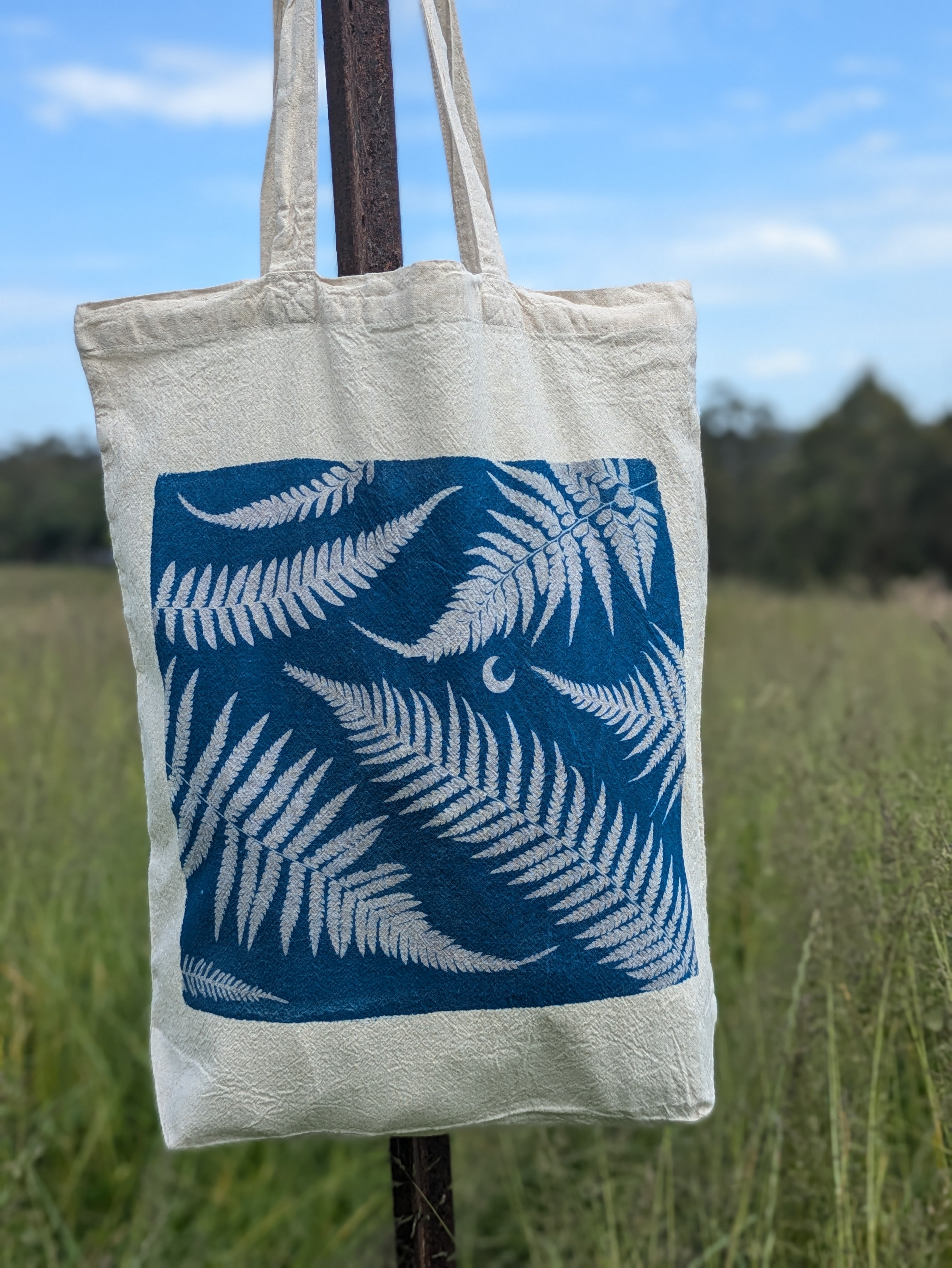 Cyanotype Sun Printed Tote Bag - Calico 1