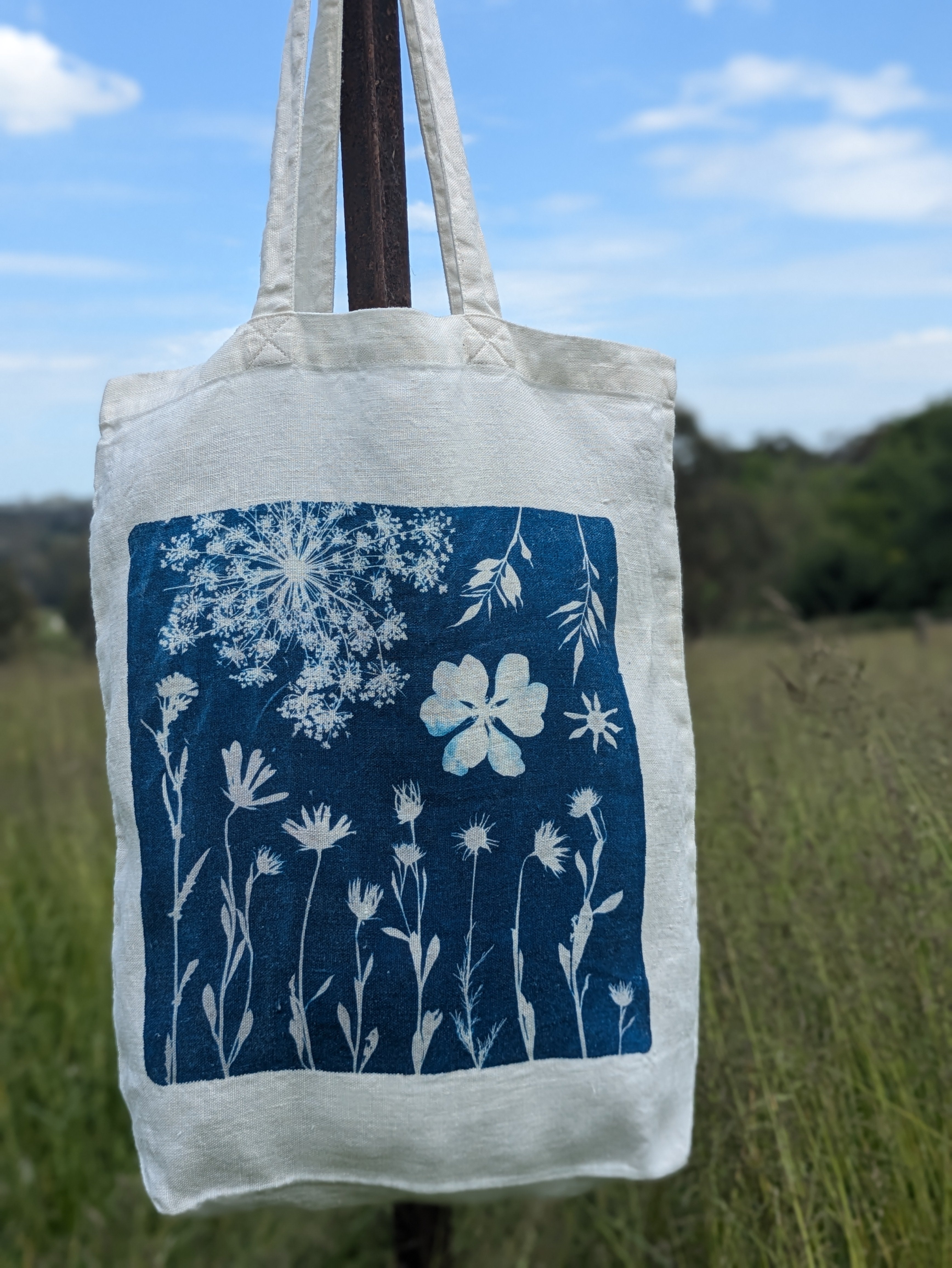 Cyanotype Sun Printed Tote Bag - Linen