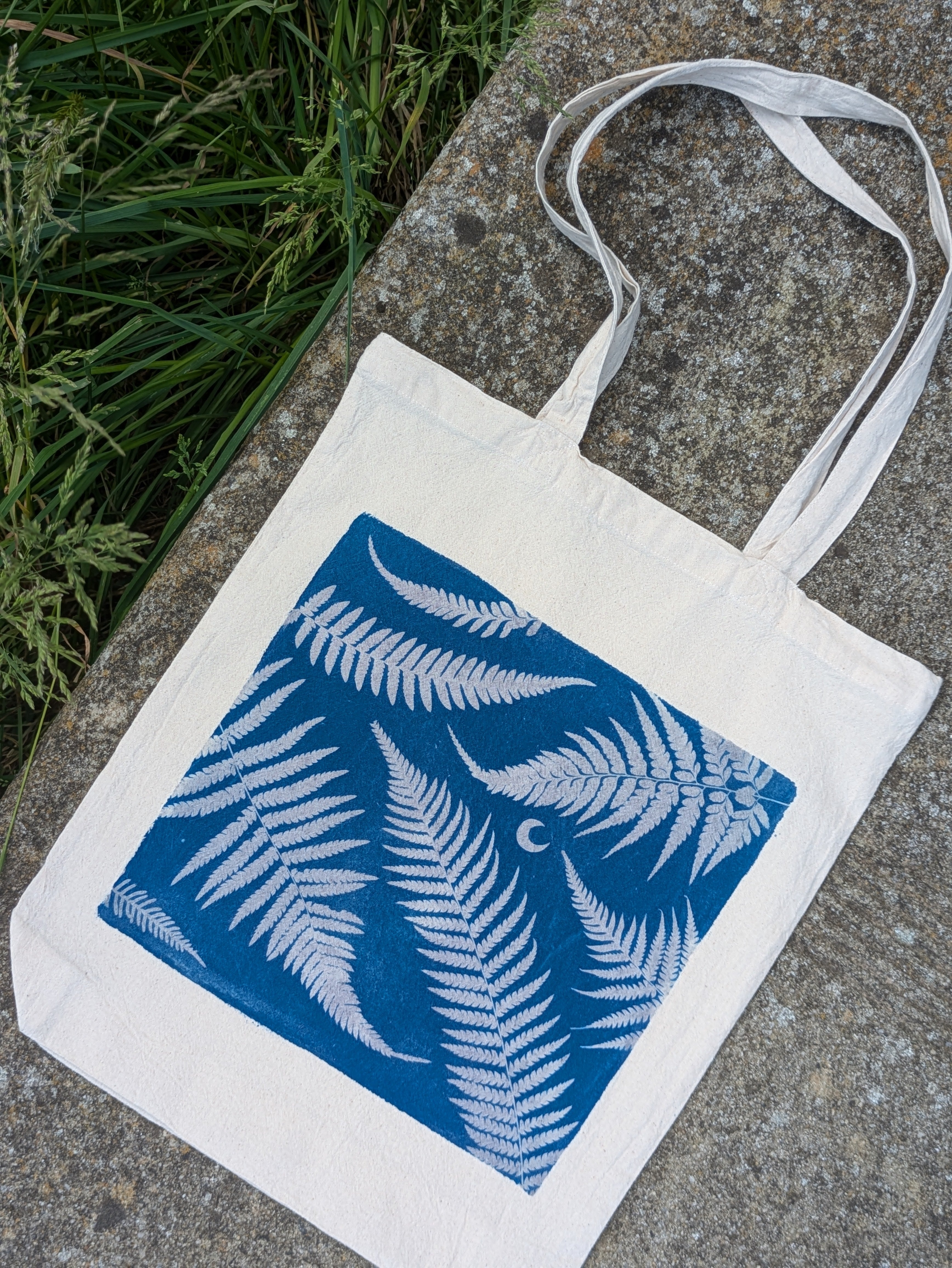 Cyanotype Sun Printed Tote Bag - Calico 1