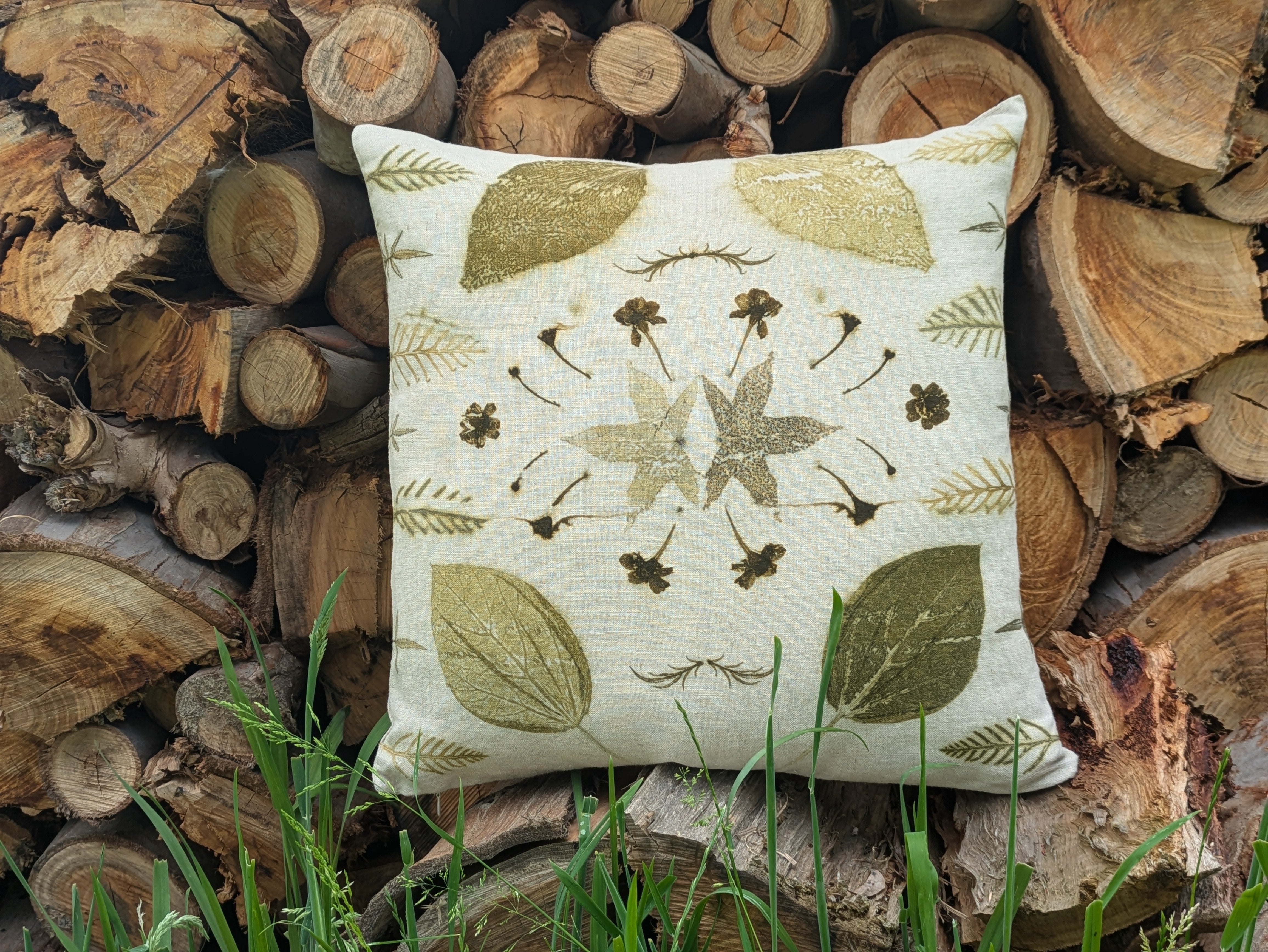 Botanically Printed Linen Cushion Cover 1