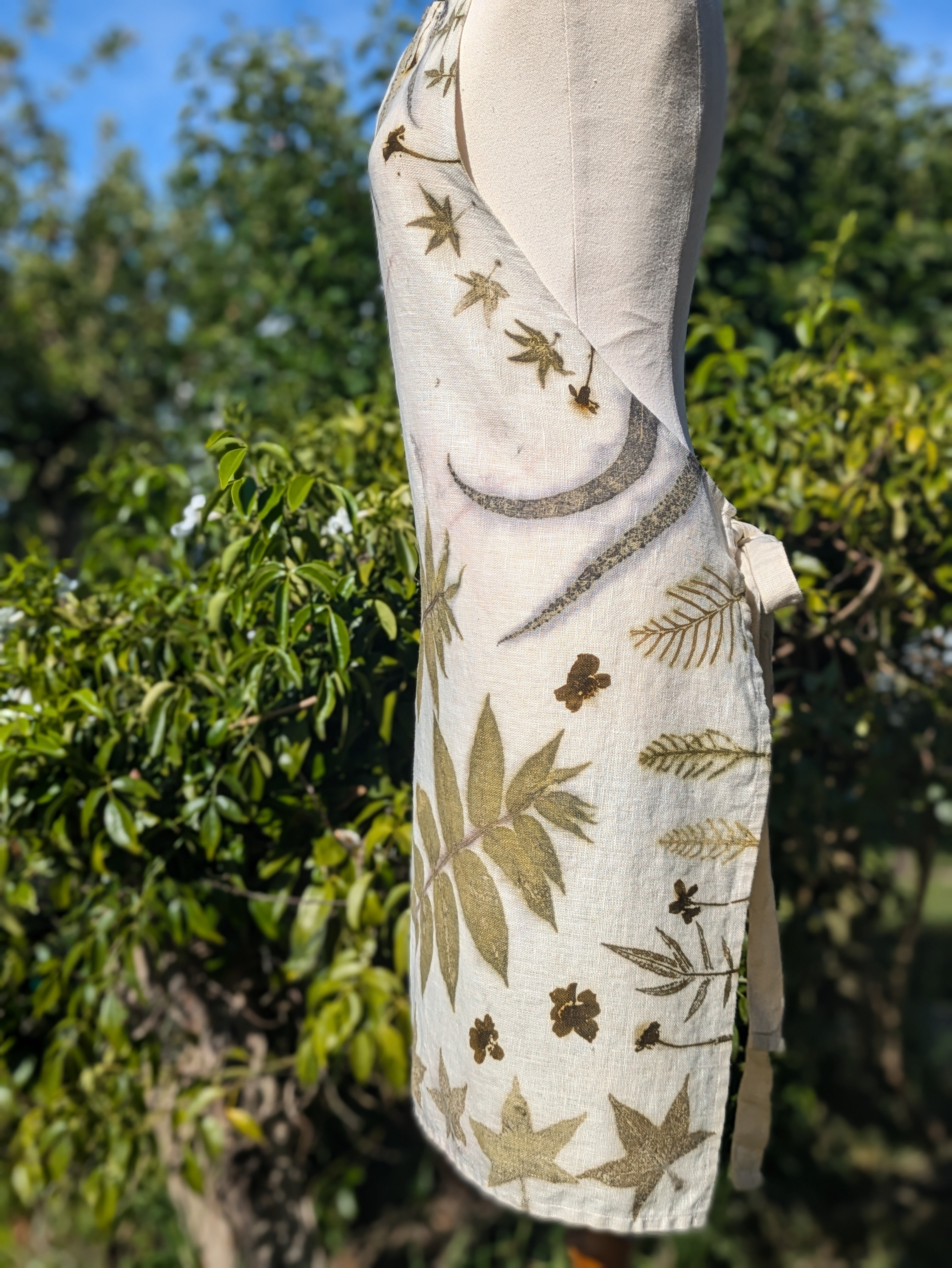 Botanically Printed Linen Apron