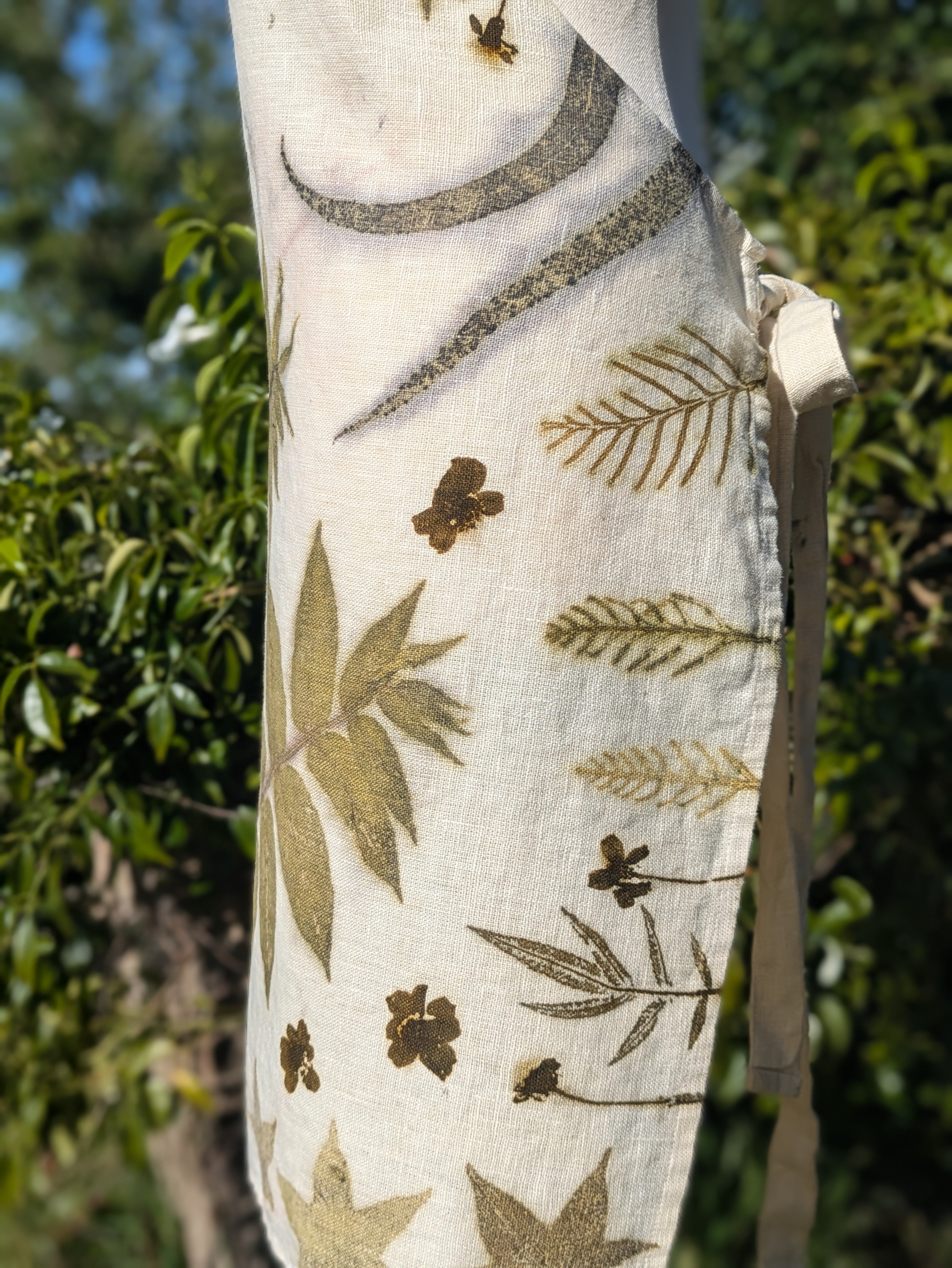 Botanically Printed Linen Apron