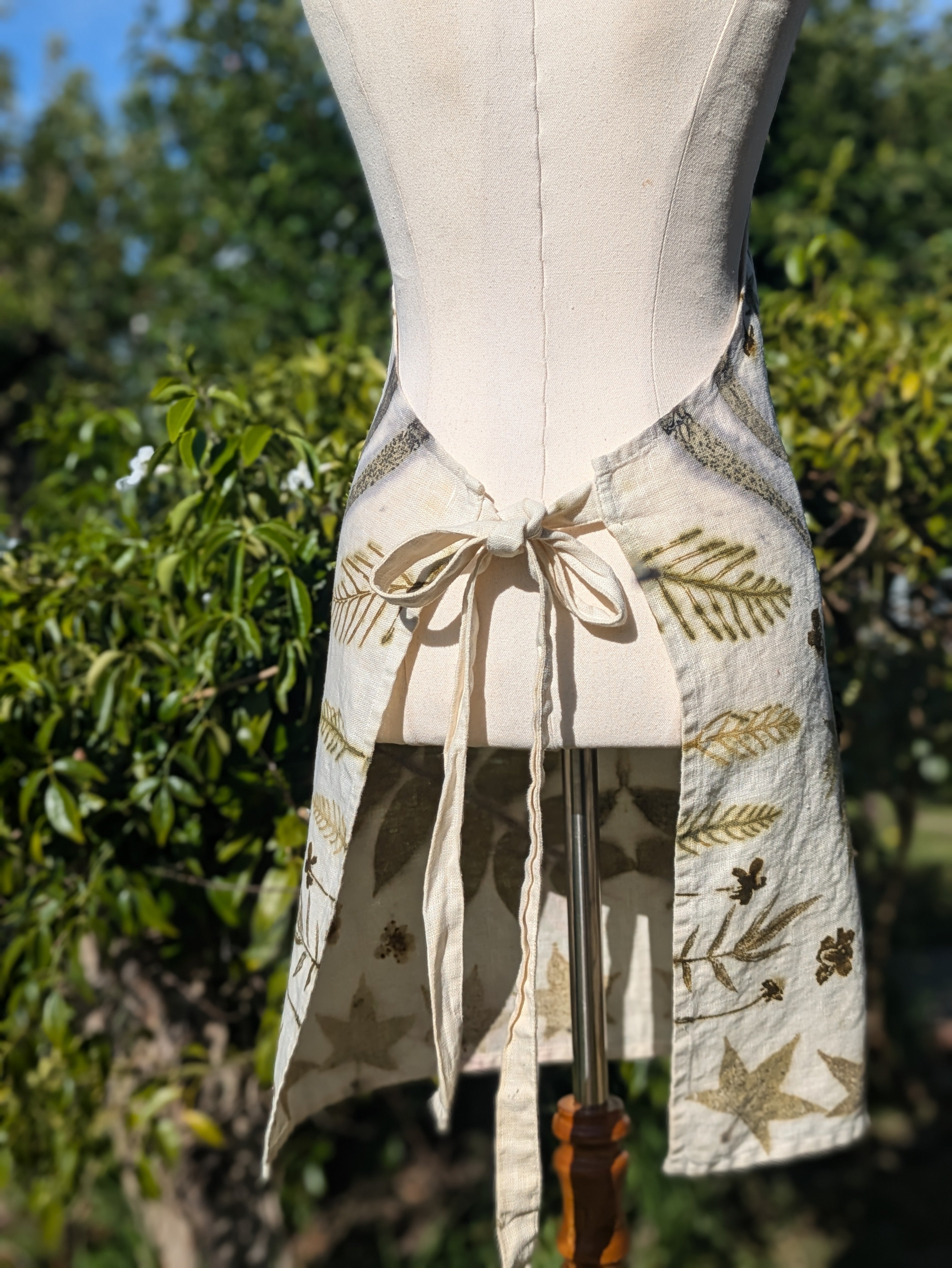 Botanically Printed Linen Apron