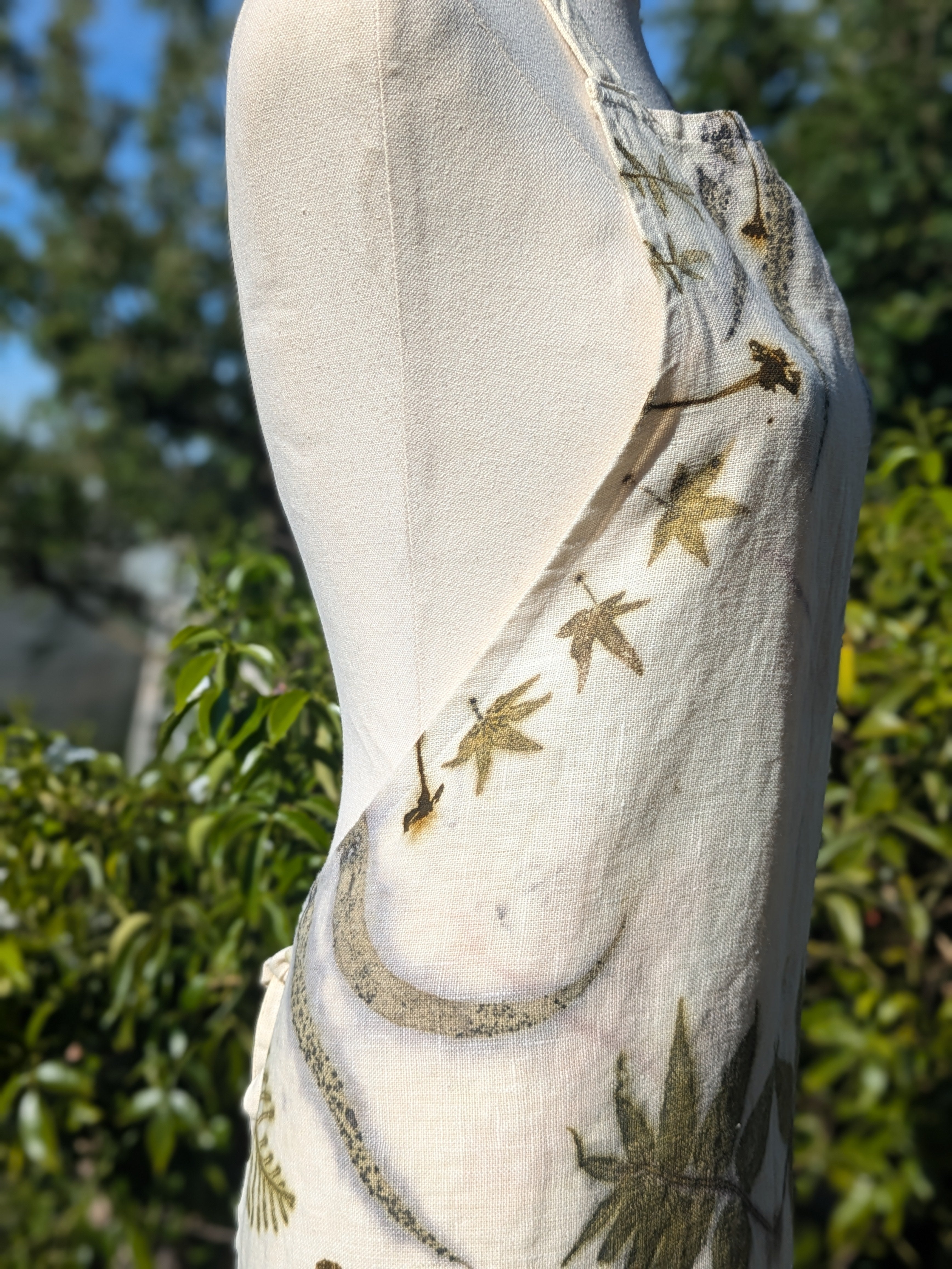 Botanically Printed Linen Apron