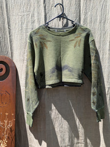 Botanically Printed Cotton Sweatshirt (Cropped)