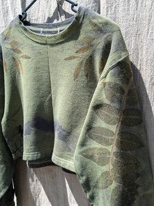 Botanically Printed Cotton Sweatshirt (Cropped)