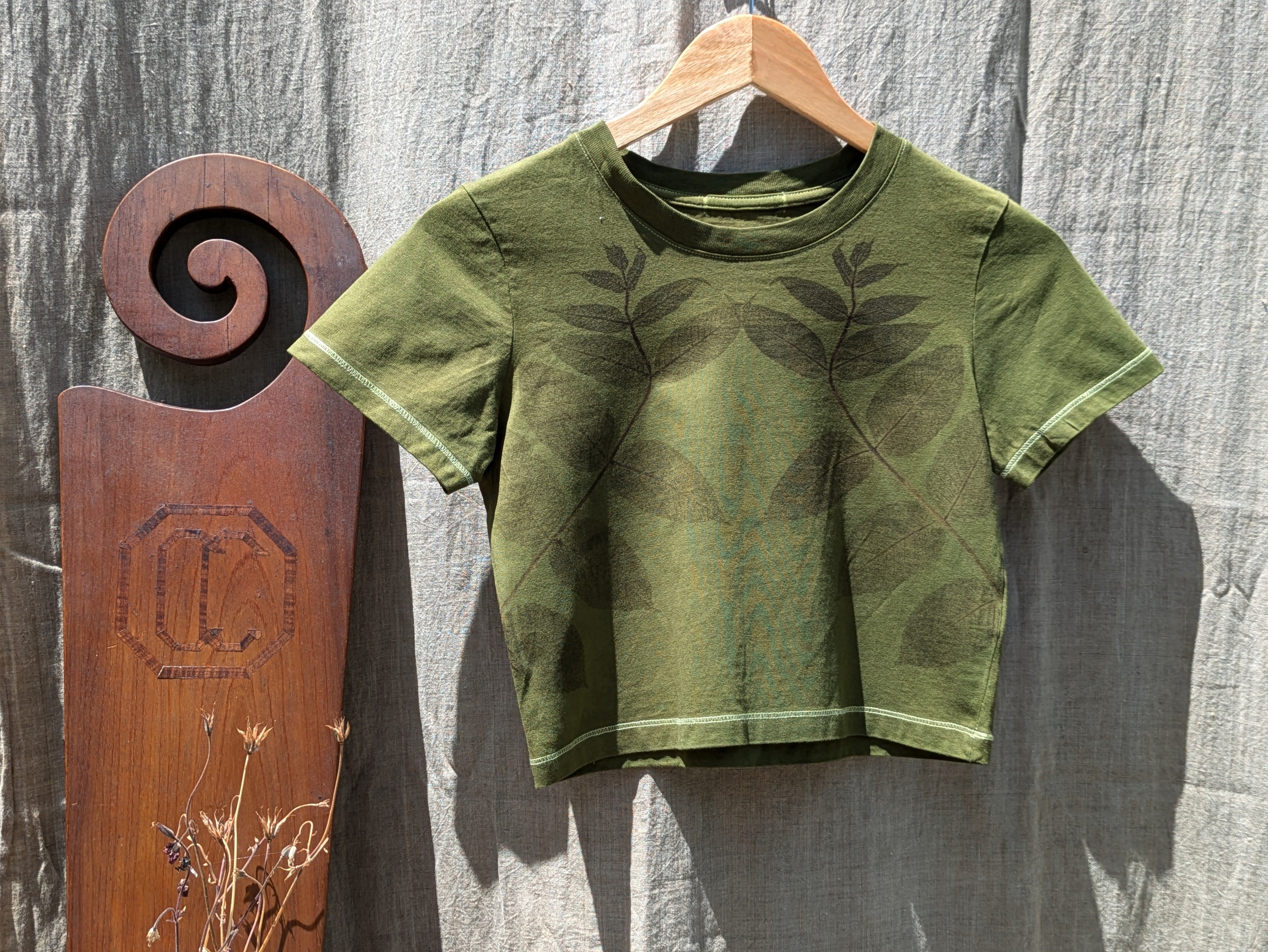 Cropped Cotton Tee Deep Olive & Walnut