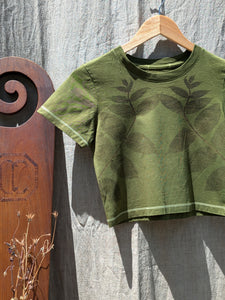 Cropped Cotton Tee Deep Olive & Walnut