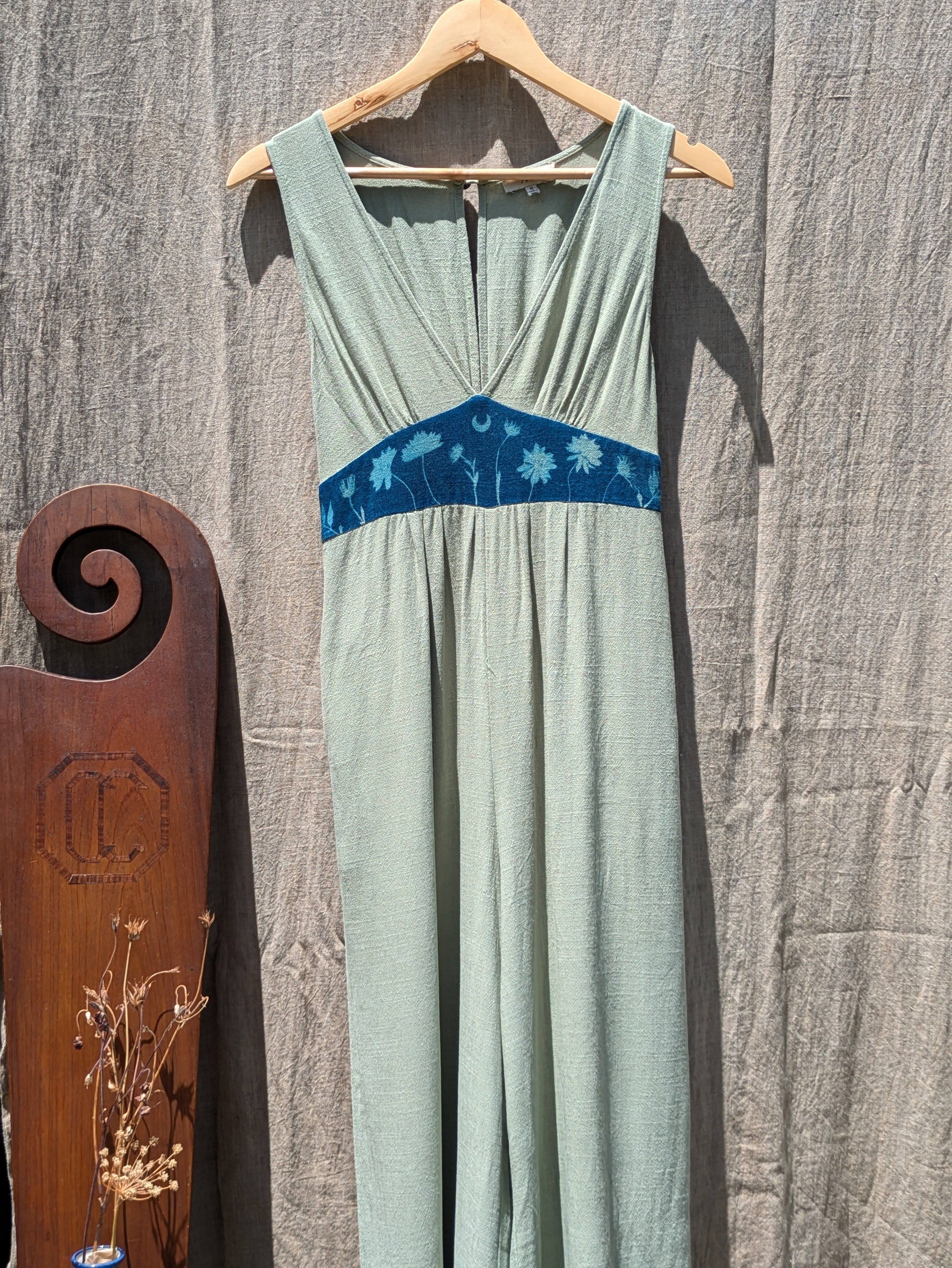 Cyanotype Linen Jumpsuit Sage Green