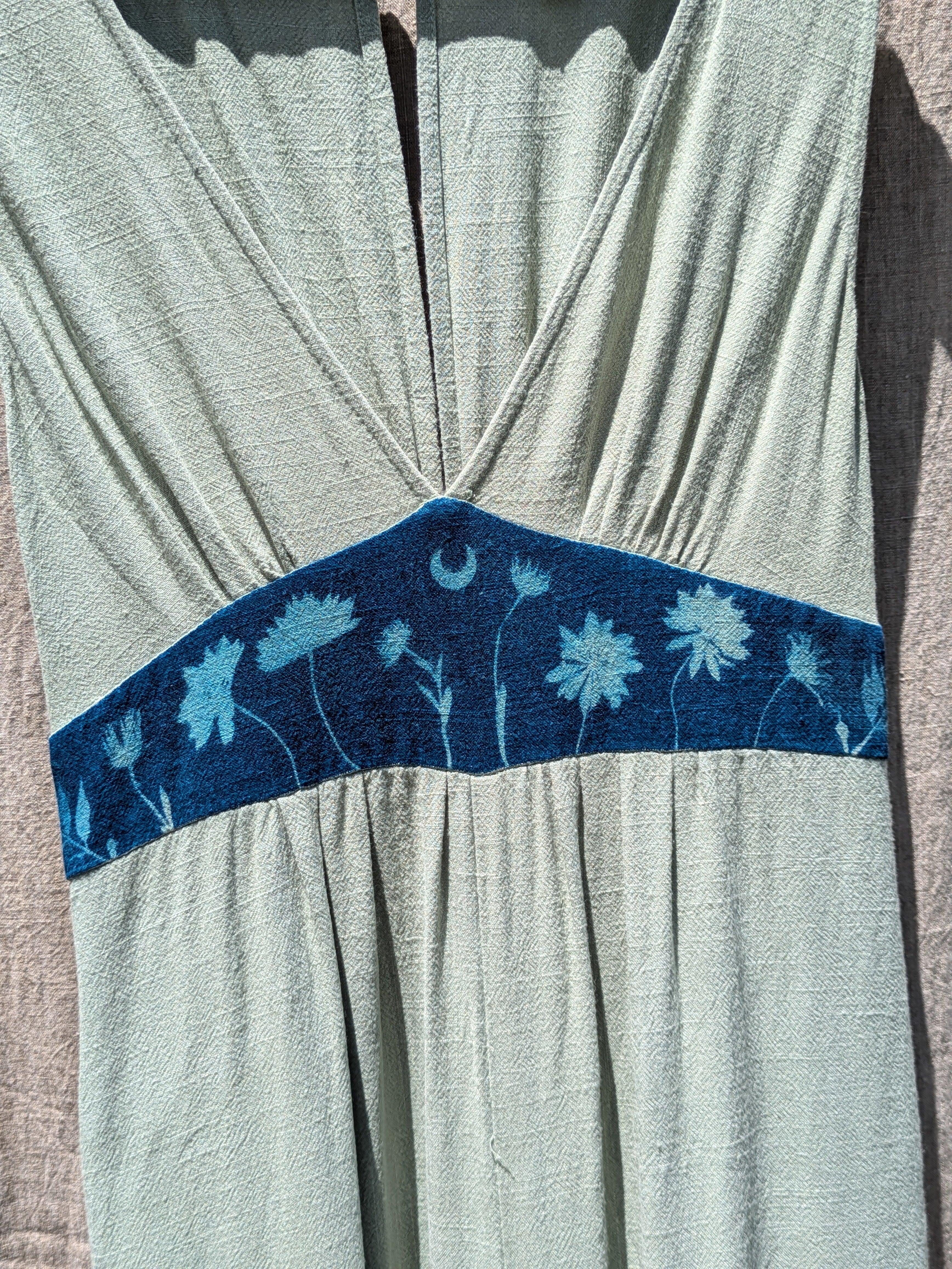 Cyanotype Linen Jumpsuit Sage Green