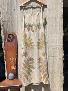 Walnut Leaf Linen Dress ( long )