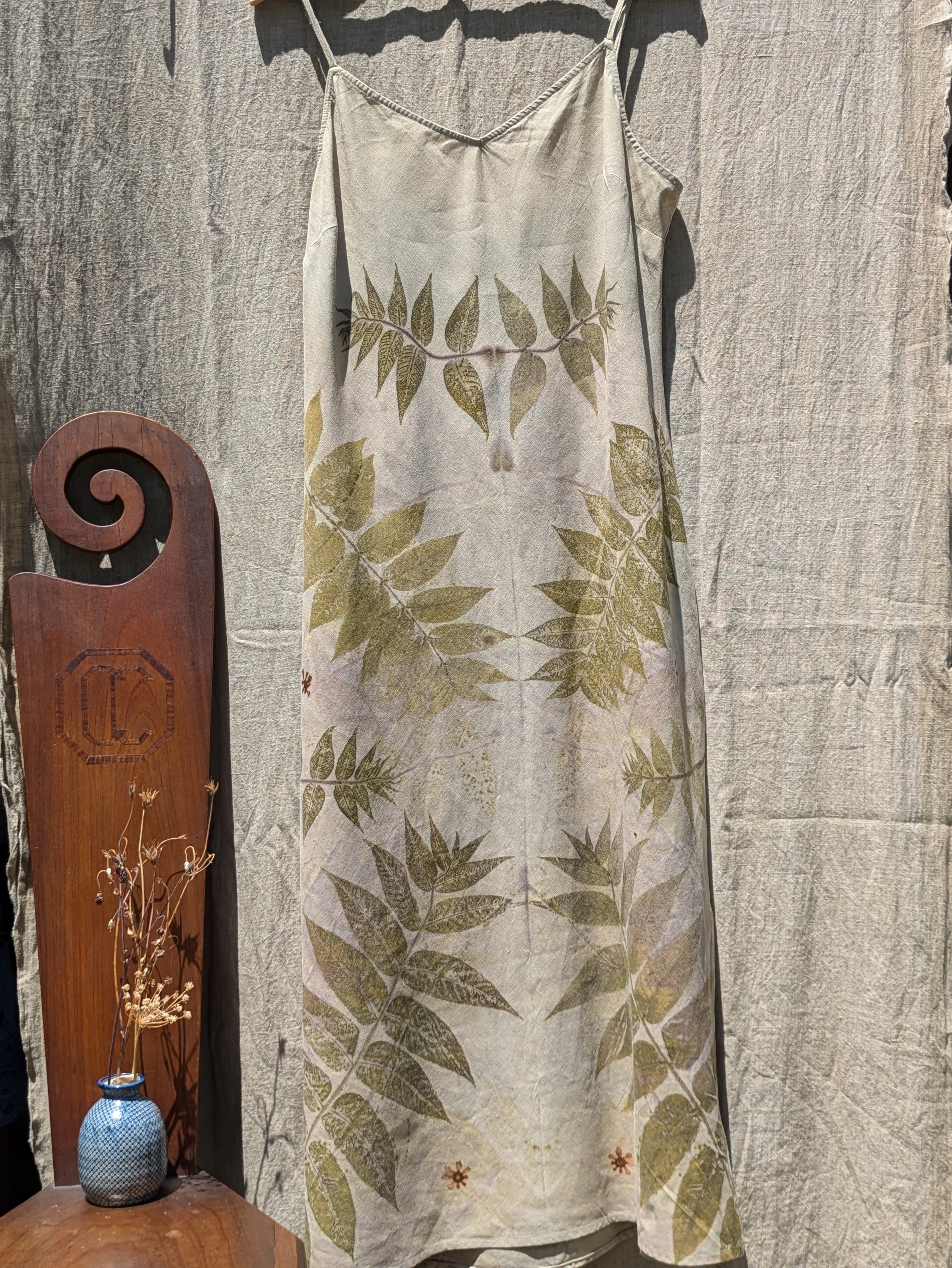 Walnut Leaf Linen Dress ( long )