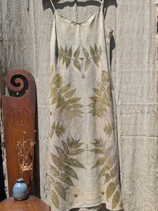 Walnut Leaf Linen Dress ( long )