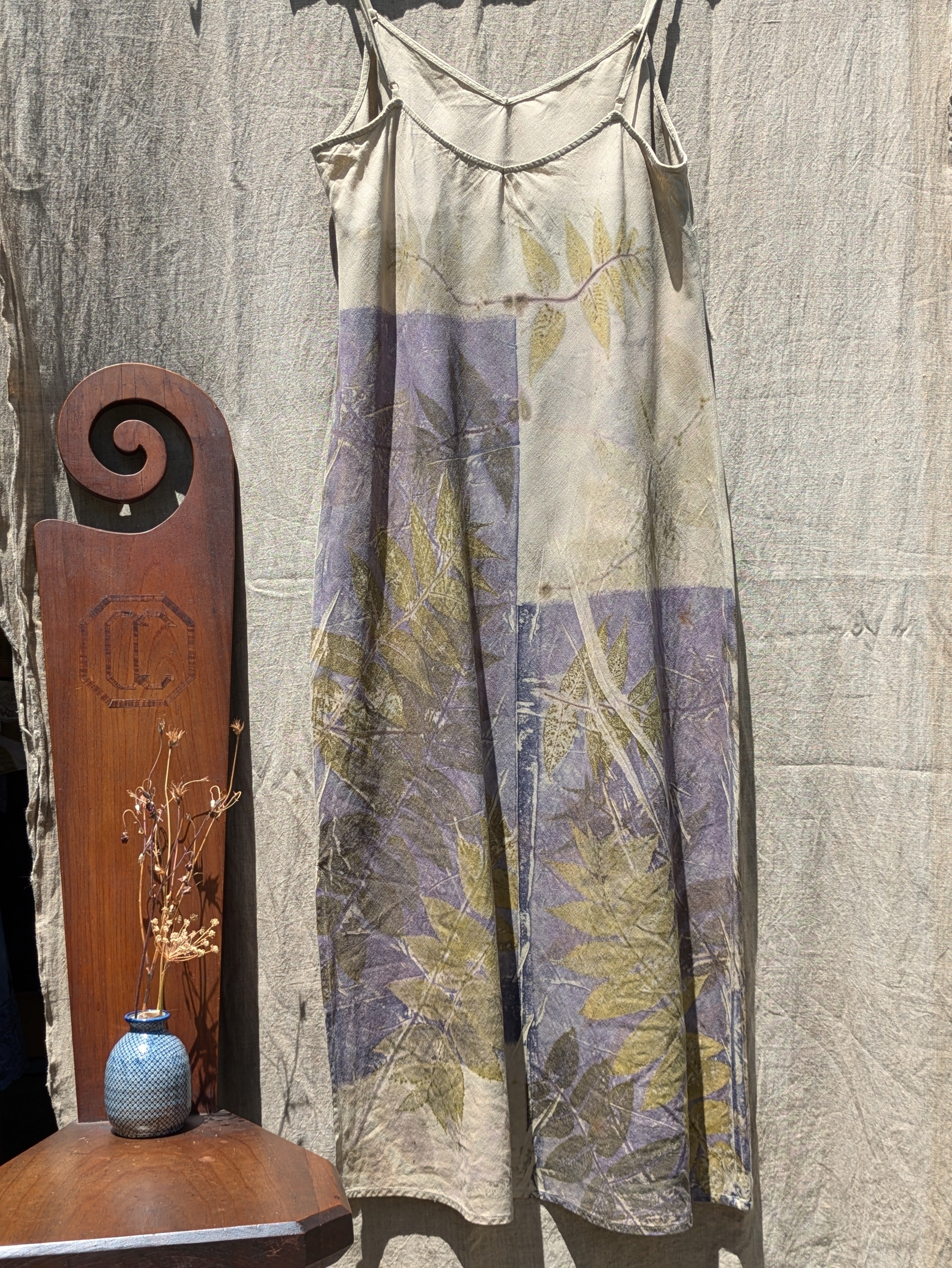 Walnut Leaf Linen Dress ( long )